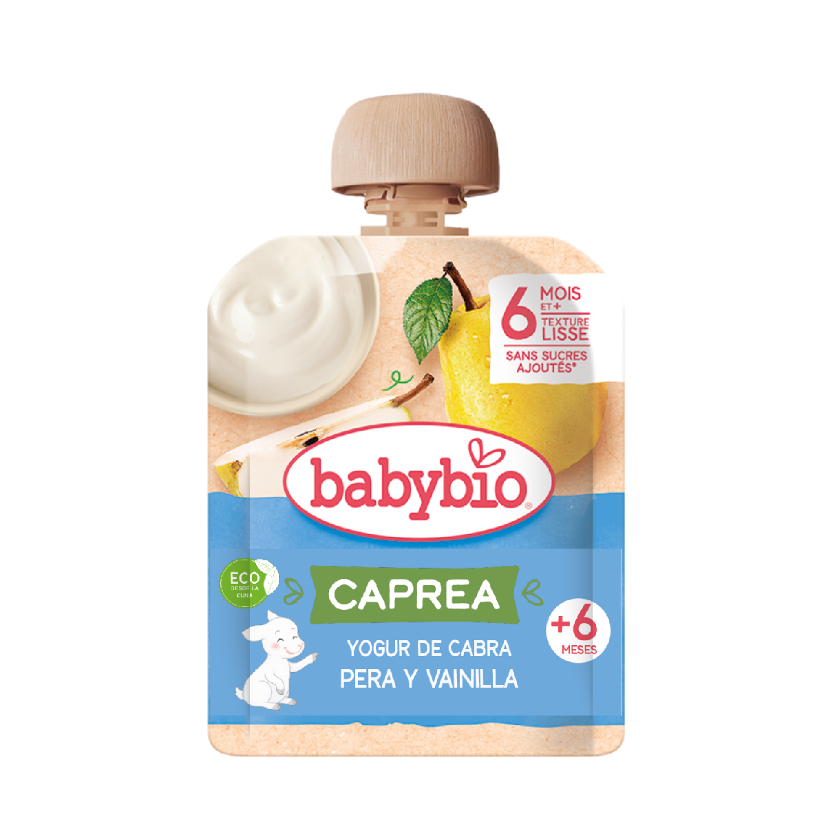 Påse med getmjölksyoghurt, päron och vanilj (från 6 månader) babybio 85 g
