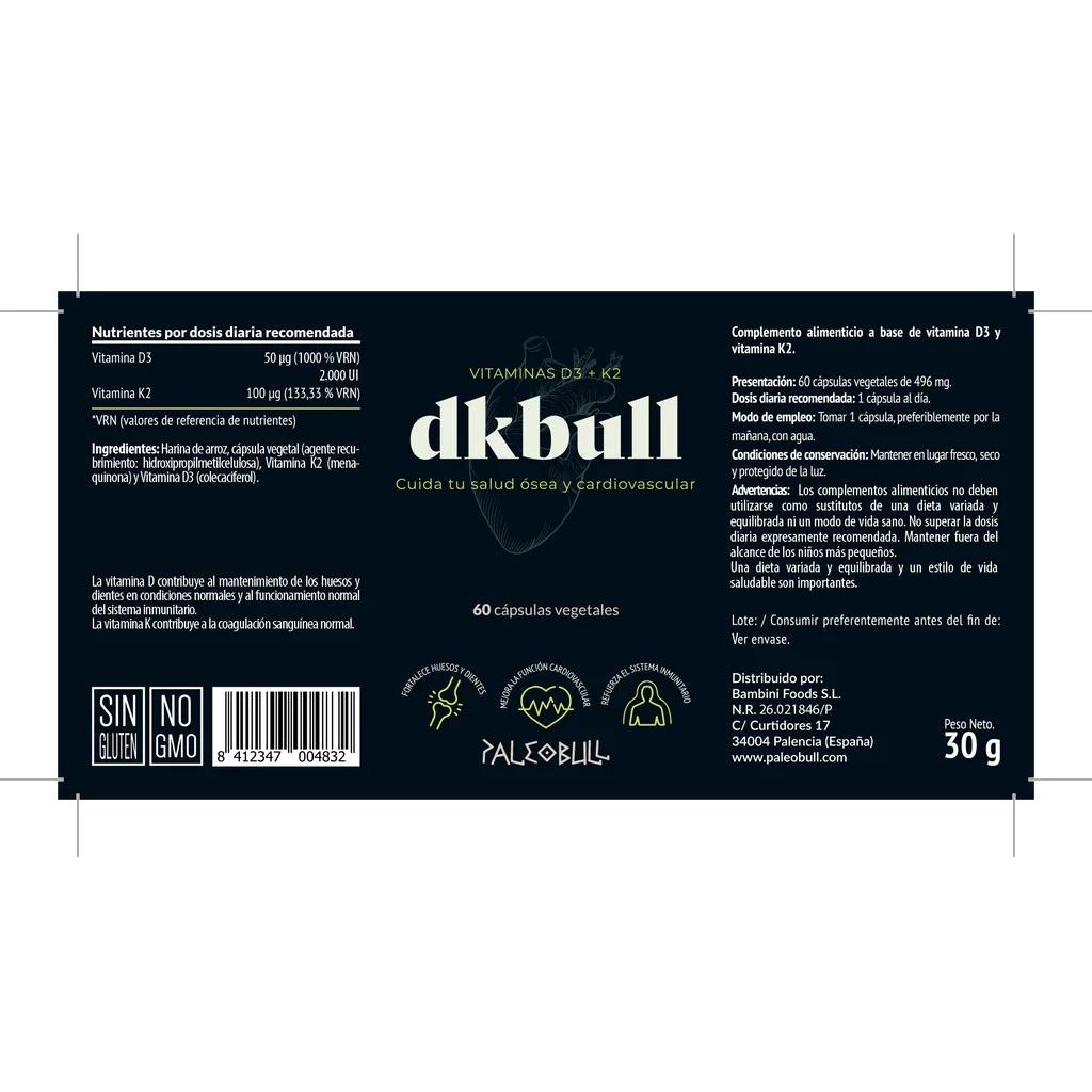 DKbull Vitaminen D3 + K2 Paleobull 60 capsules