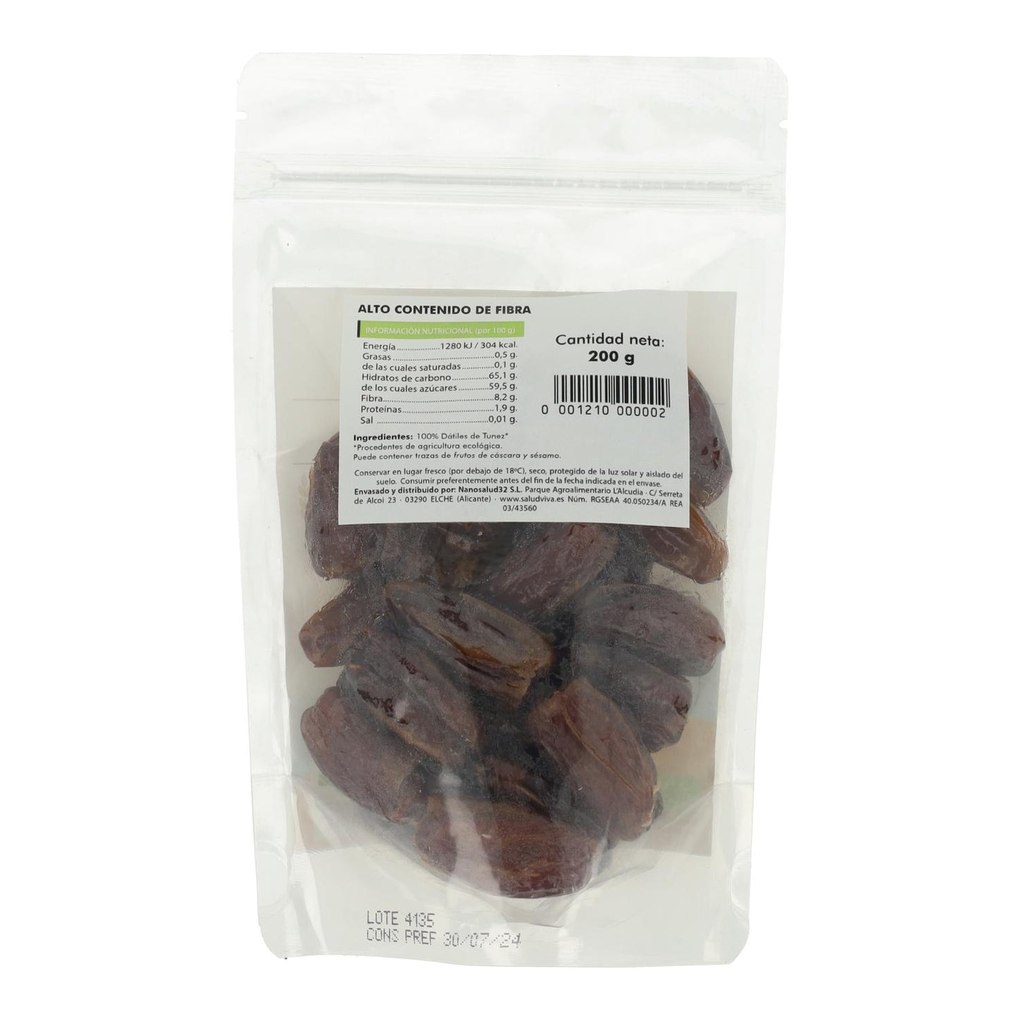 Ekologiska dadlar från Tunisien 200 g, Salud Viva