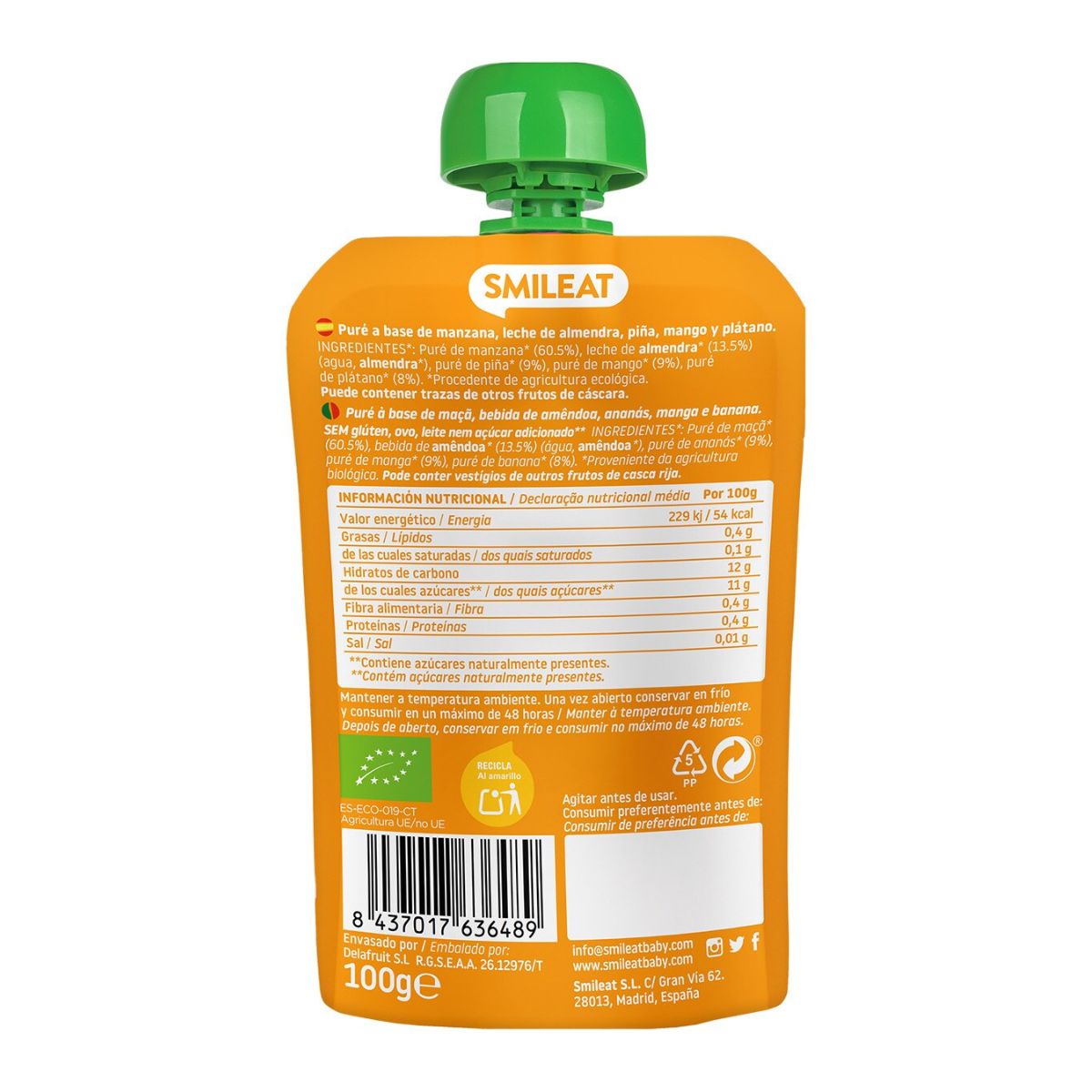 Pochettes Amande, Mangue et Ananas ECO Smileat, 100 g