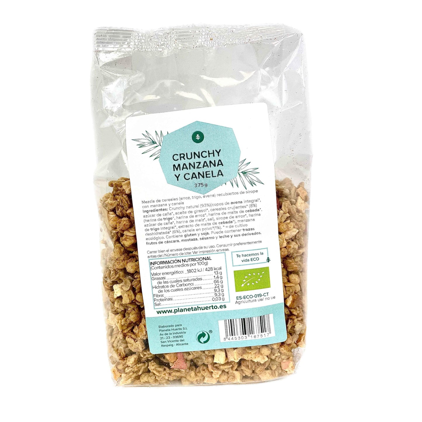 Muesli crunchy apple and cinnamon ECO Planeta Huerto 375 g