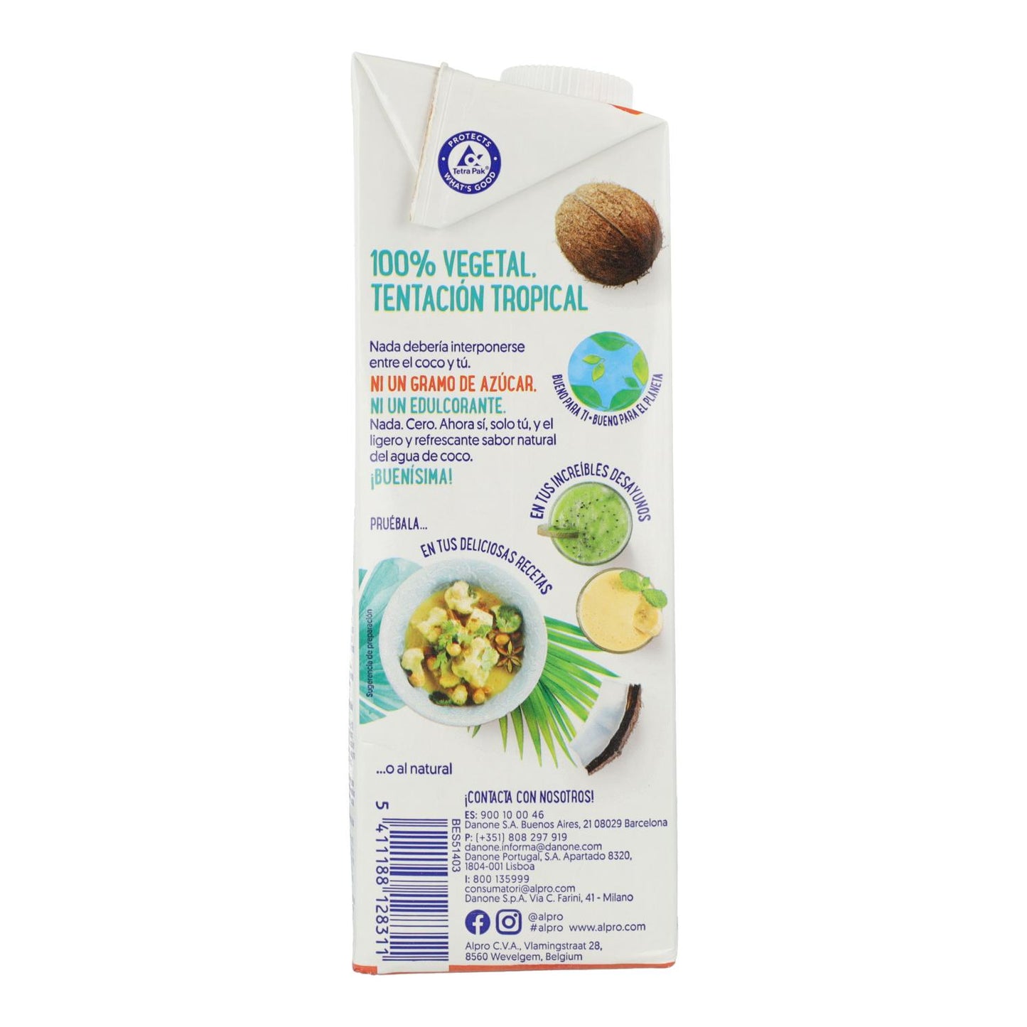 Pakket van 6 stuks Alpro suikervrije kokosdrank 1 liter