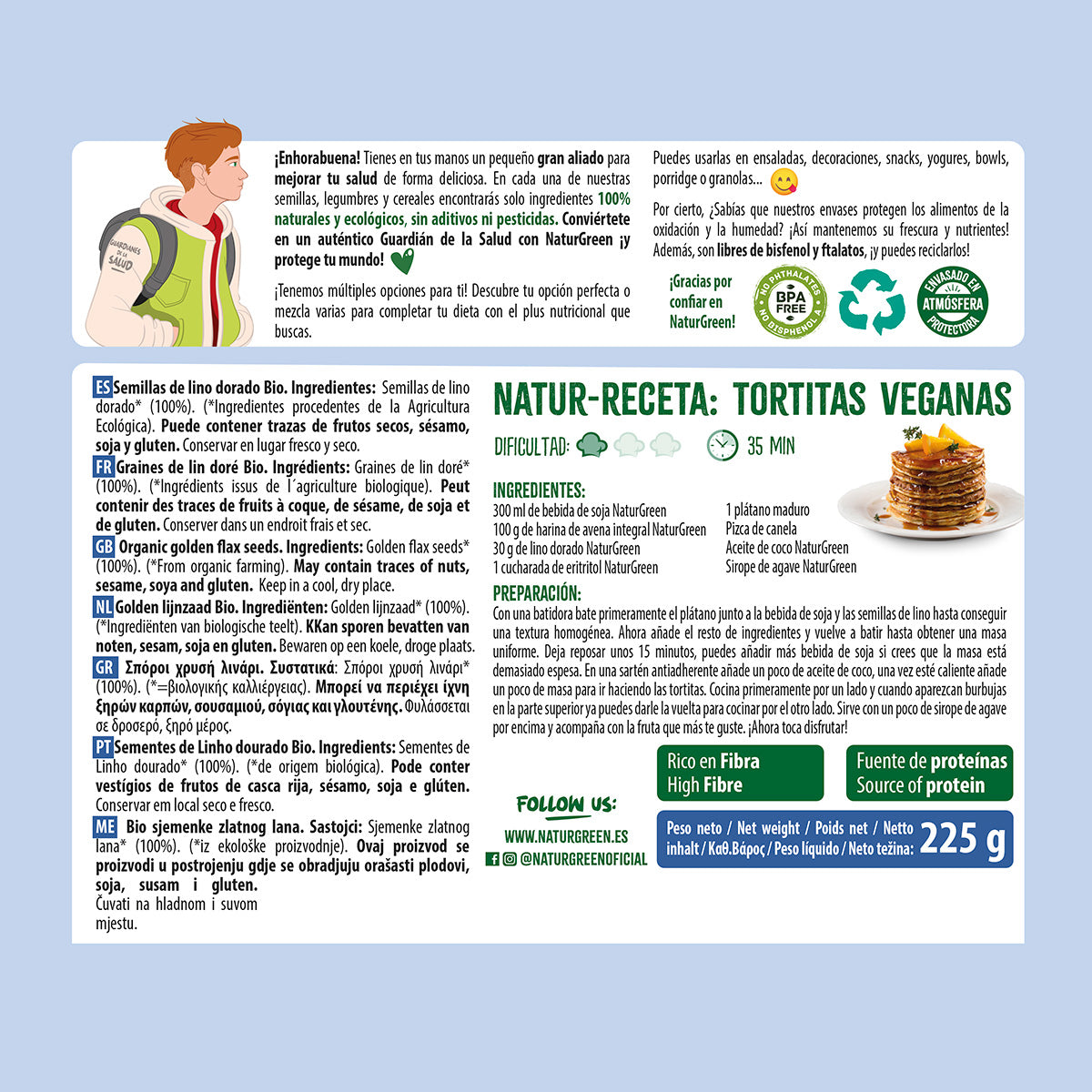 Organic Golden Flaxseed Naturgreen 250 g