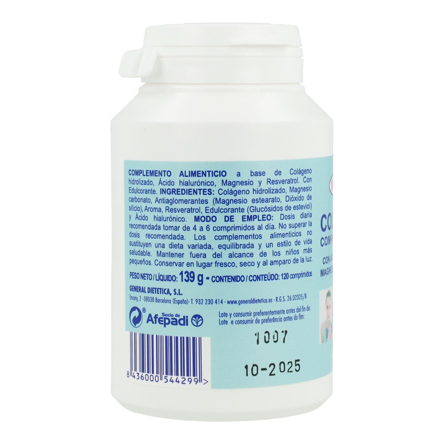 Collagène avec acide hyaluronique, magnésium et resvératrol Integralia, 120 comprimés