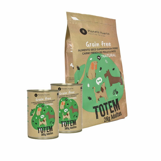 Pack Feed + nourriture humide pour chiens Superpremium Chicken & Duck Planeta Huerto (2 kg + 2 pcs)