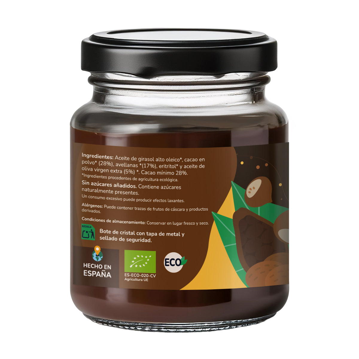 Haselnuss- und Kakaocreme ohne Zuckerzusatz ECO Planeta Huerto 230 g
