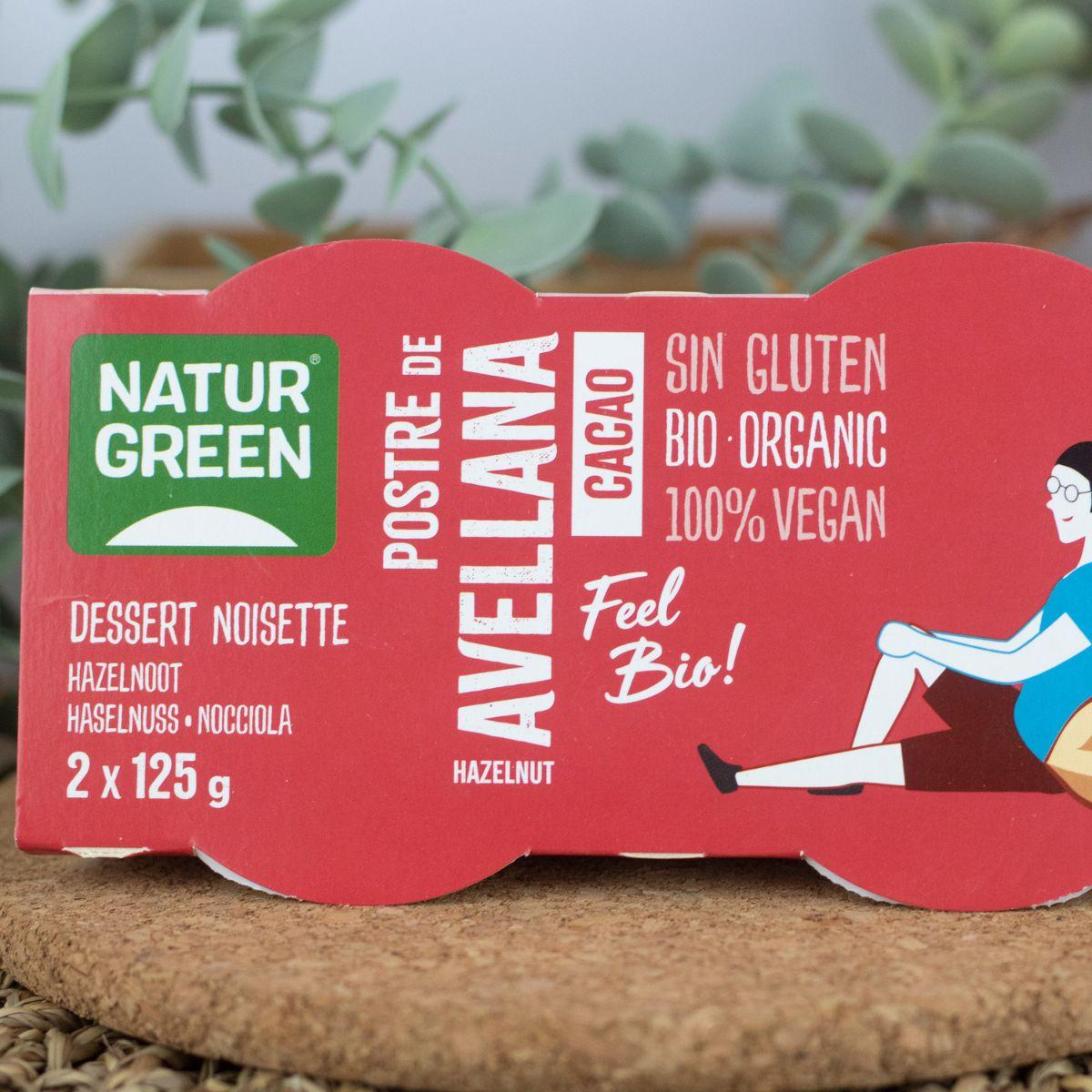 NaturGreen Dessert met hazelnoten en cacao, 2 x 125 g
