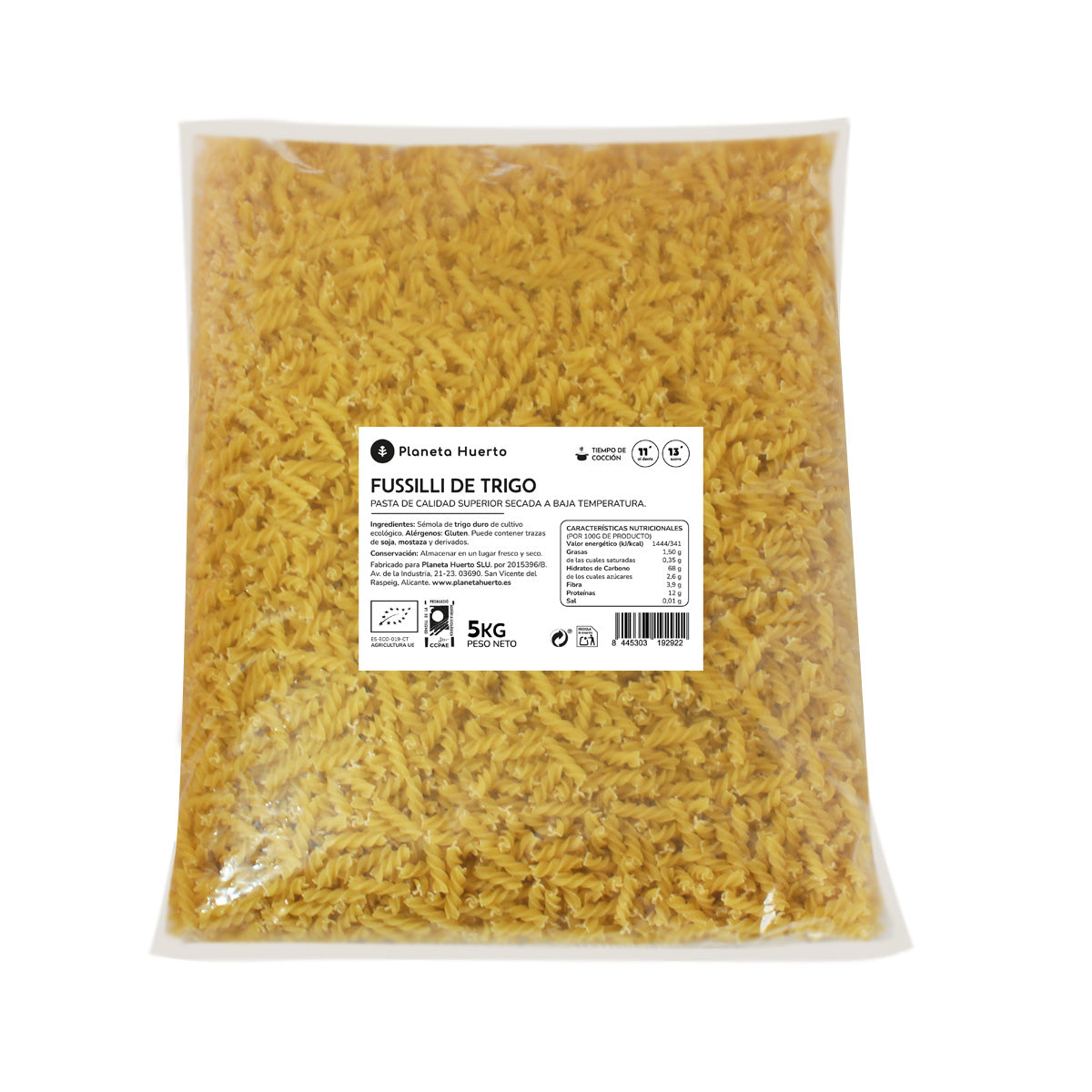 Fussilli di grano ECO Planeta Huerto 5 Kg