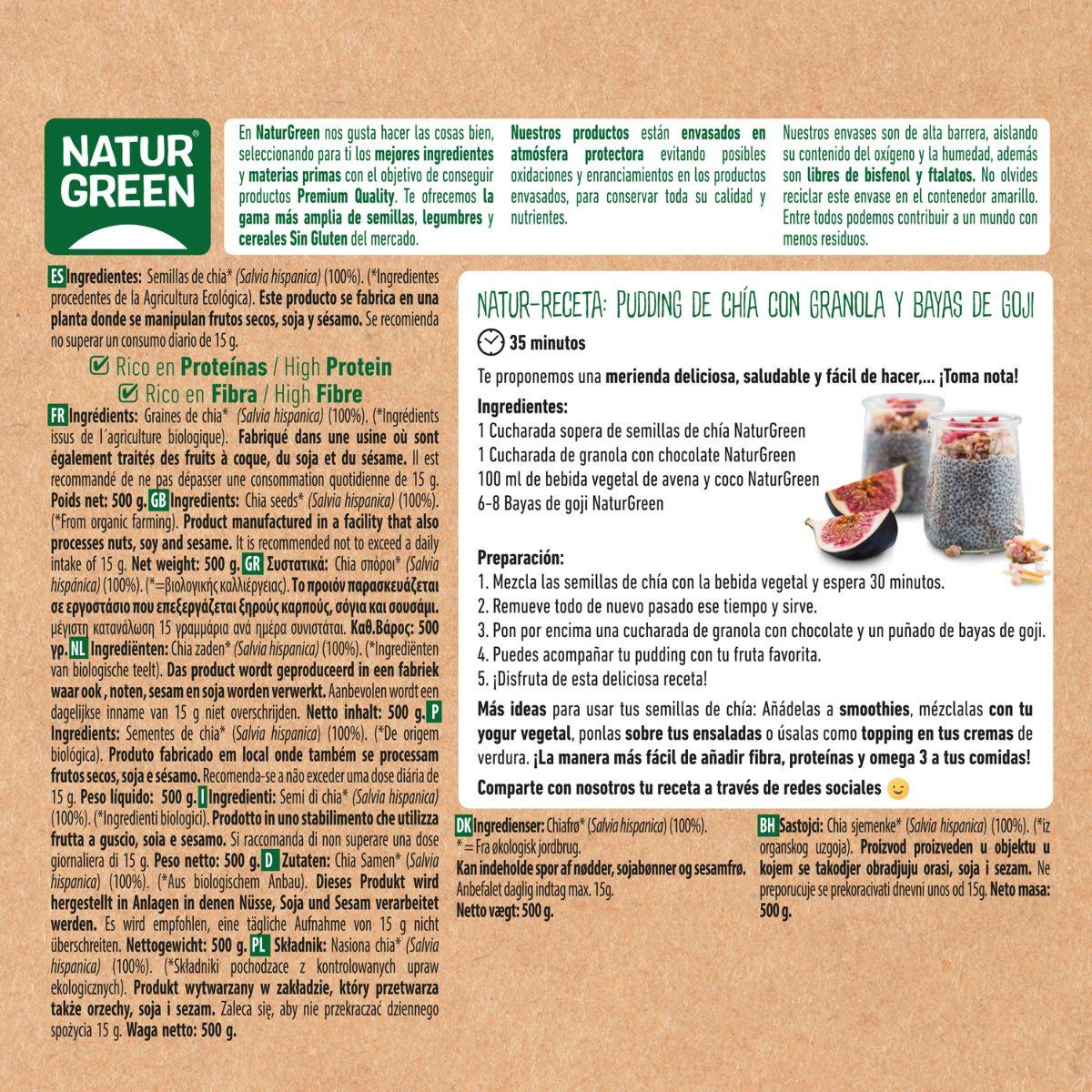Organic Chia Seeds, NaturGreen, 500 g