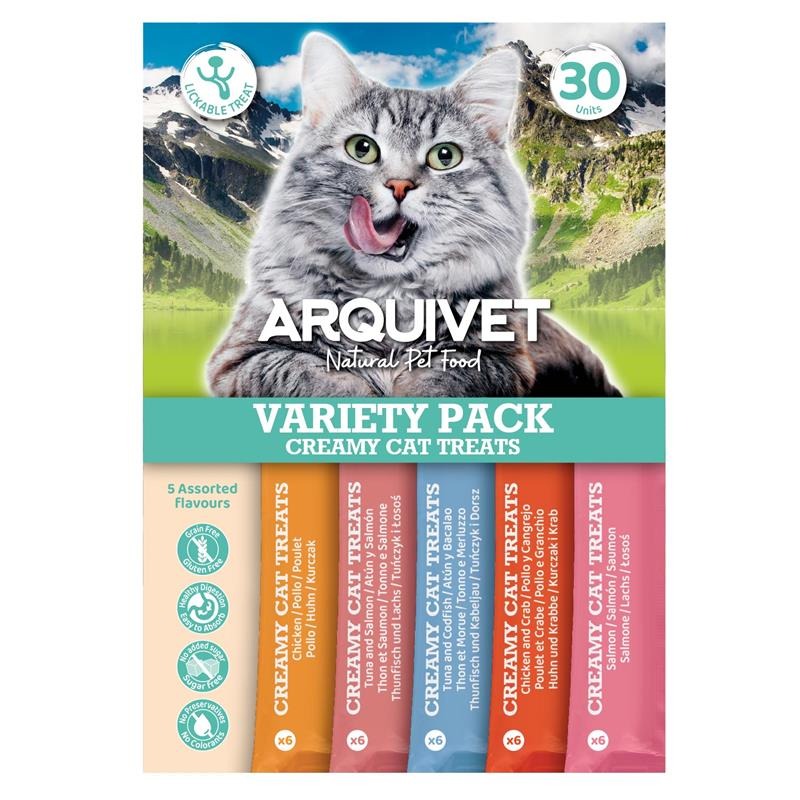 Creamy Cat Treats Snack crémeux Variety Pack Arquivet 30 unités