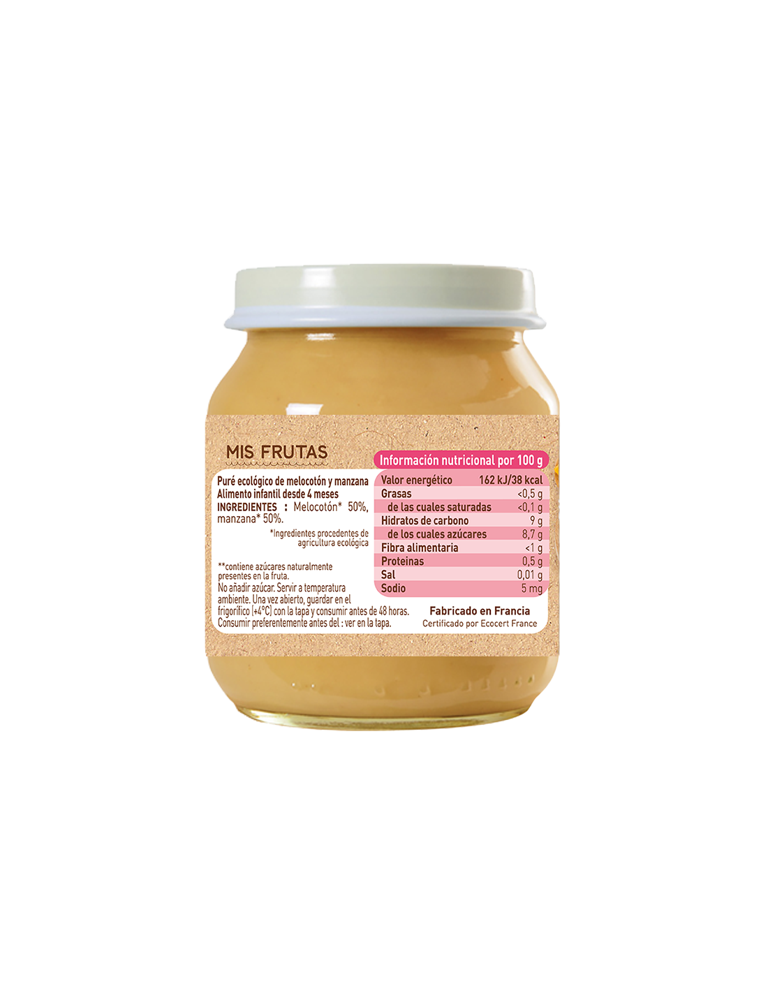 Petit pot de pêche et pomme Babybio 130 g