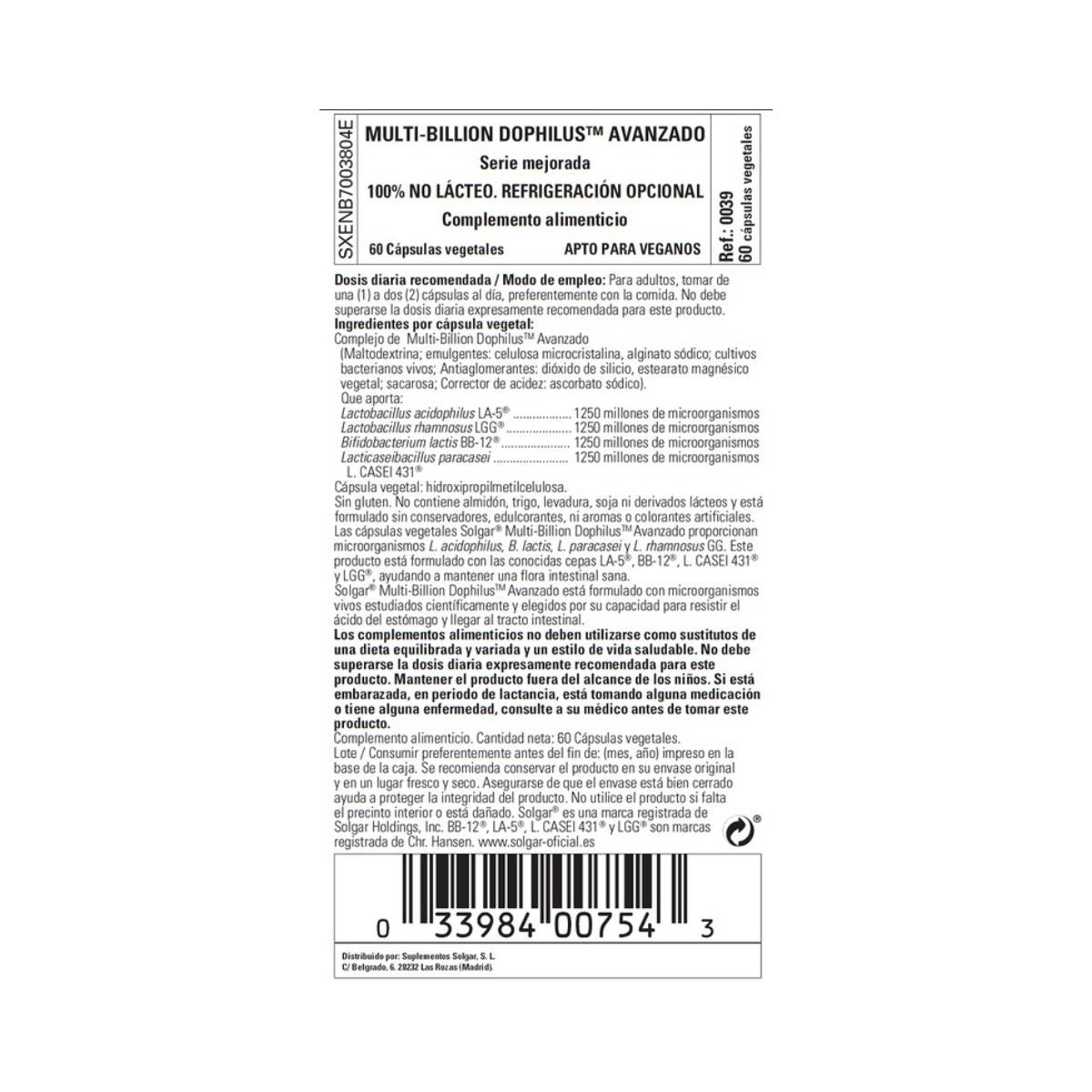 Multi-Billion Dophilus Avanzado Solgar 60 kapsułek