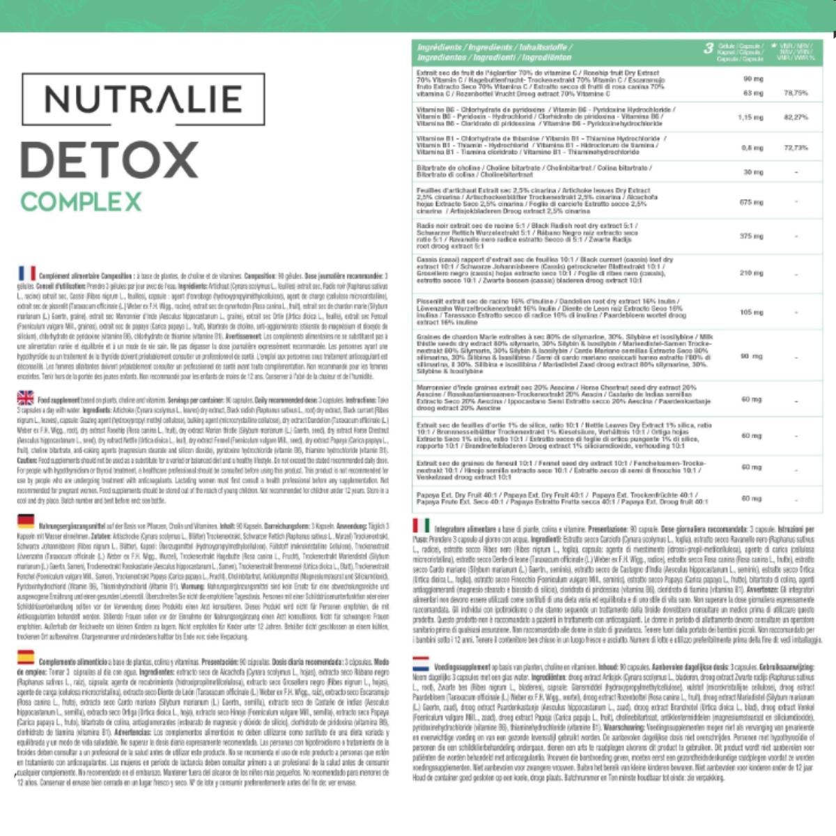 Nutralie Detox complex z witaminami B1 + B6 i choliną 90 kapsułek