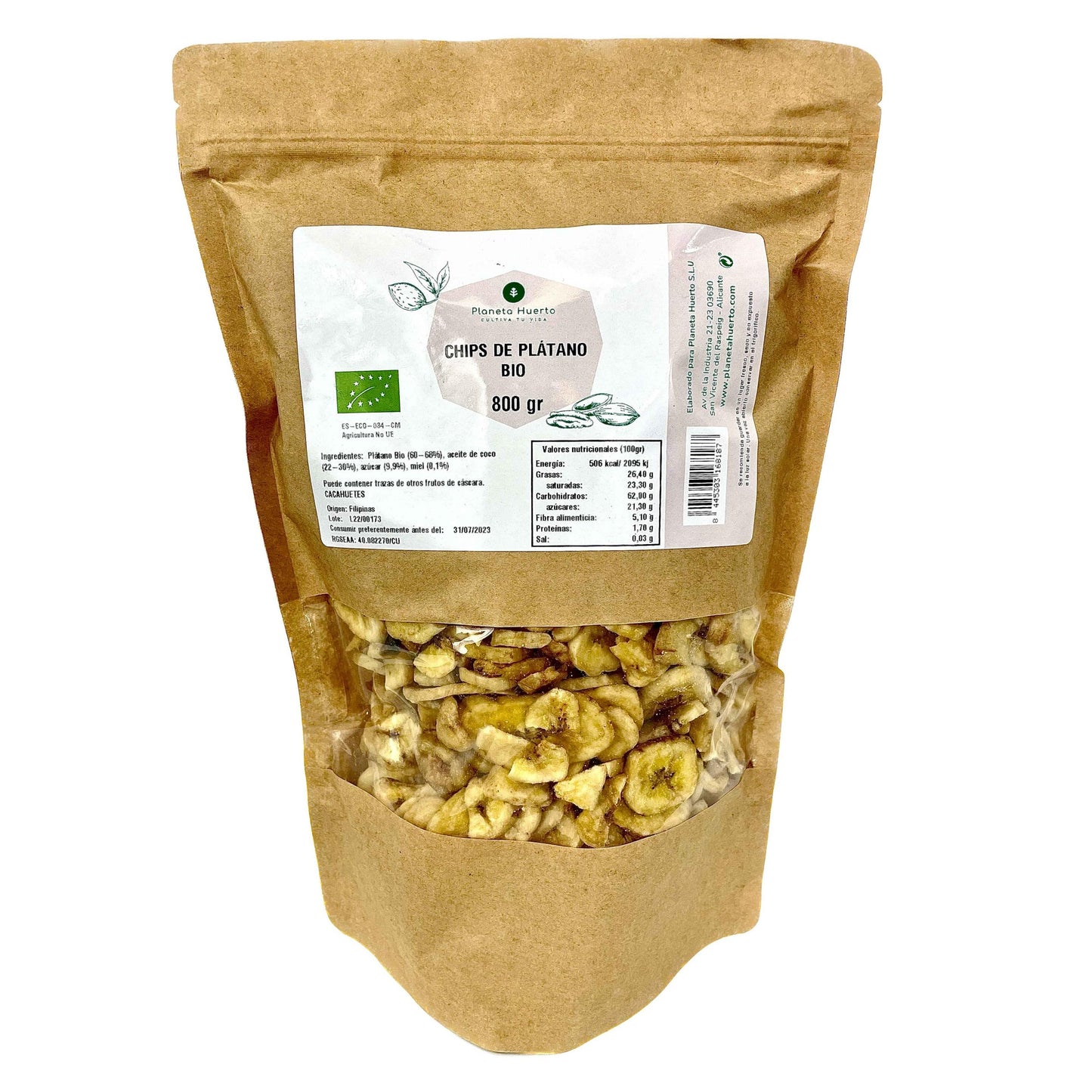 Banana Chips ECO Planeta Huerto 800 g