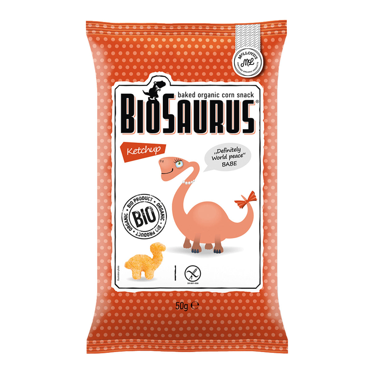 Organic Corn Snacks with Ketchup, Biosaurus 50 g