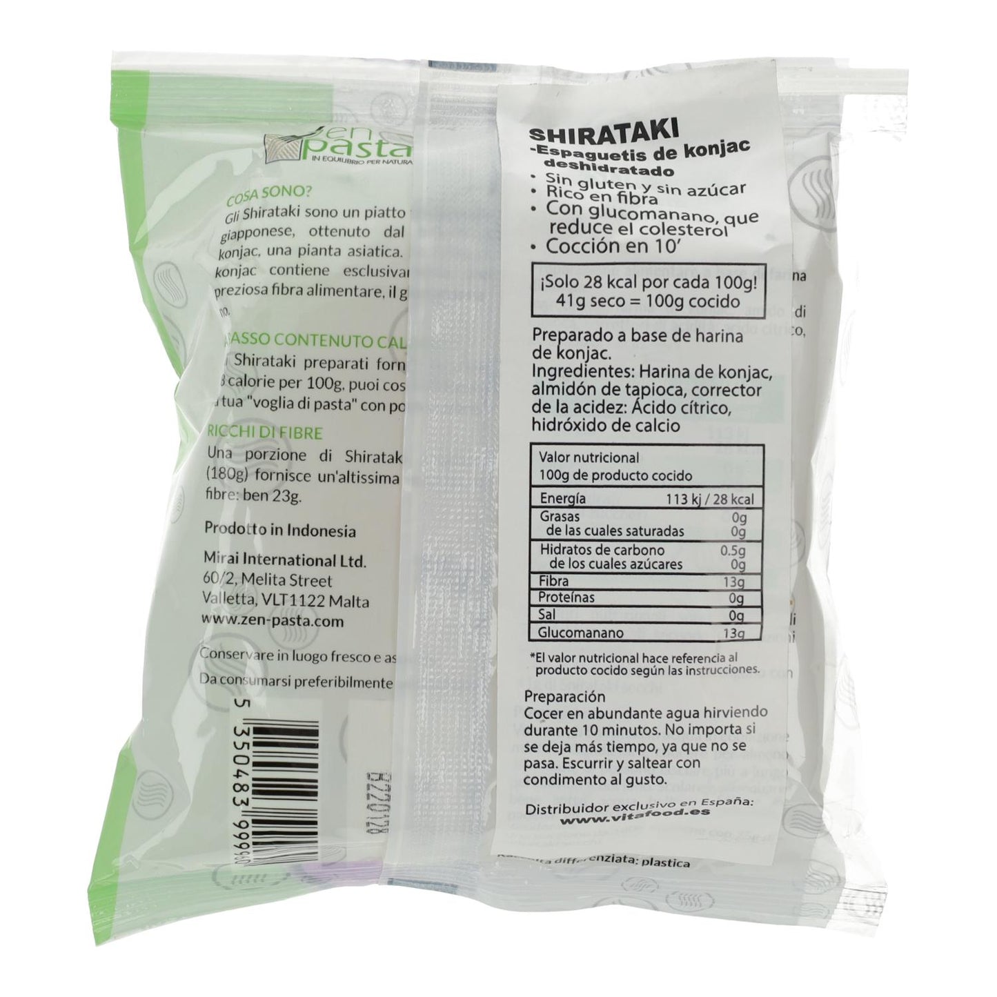 Getrocknete Konjak-Spaghetti Shirataki Zen Pasta 75 g