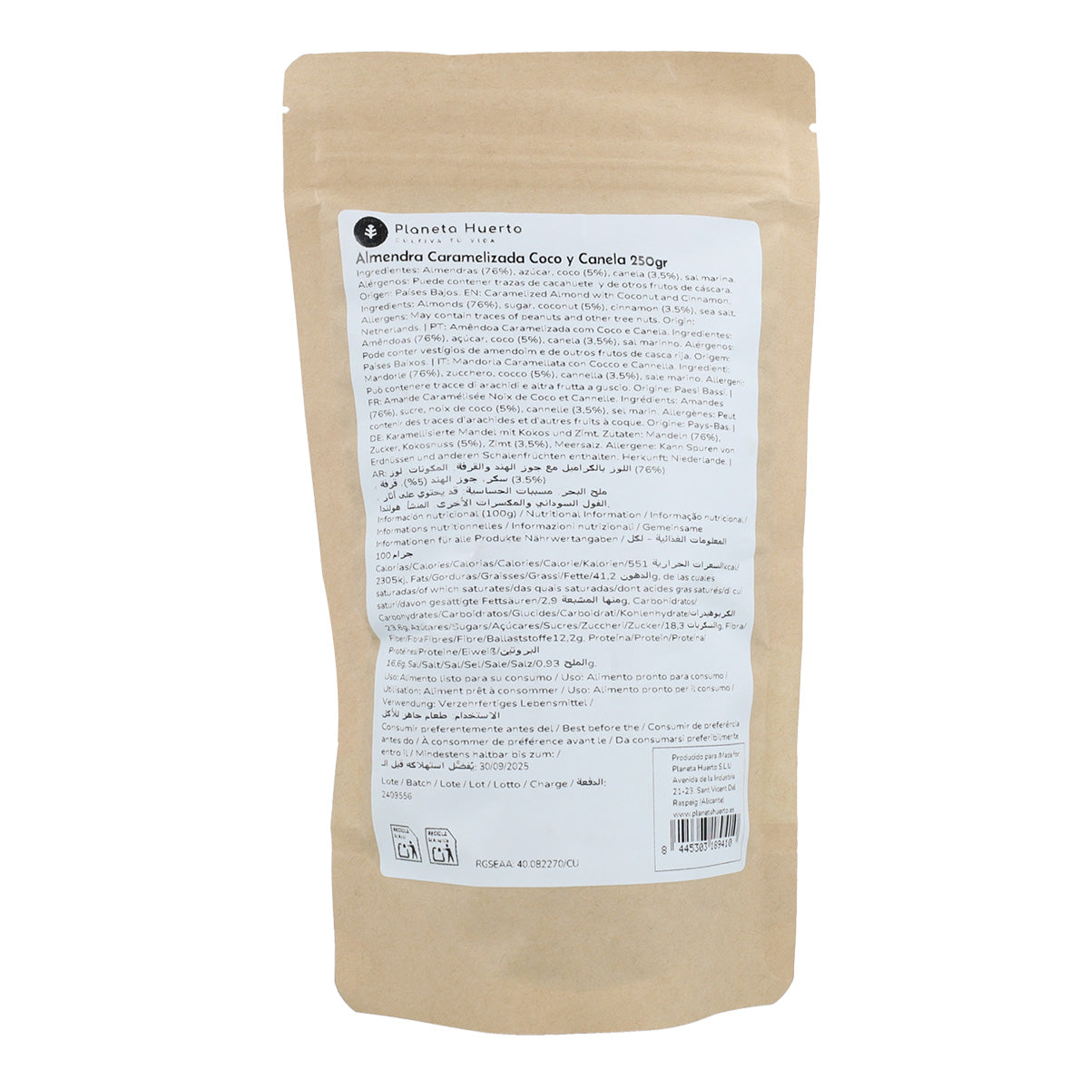 Amandelen met kokos en kaneel Planeta Huerto 250gr