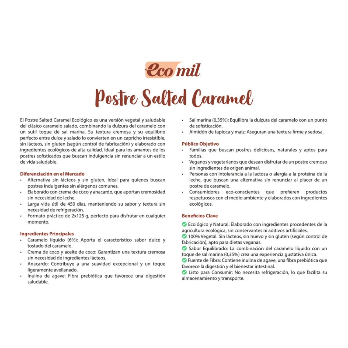 Dessert au caramel salé bio Ecomil, 2 unités de 125 g