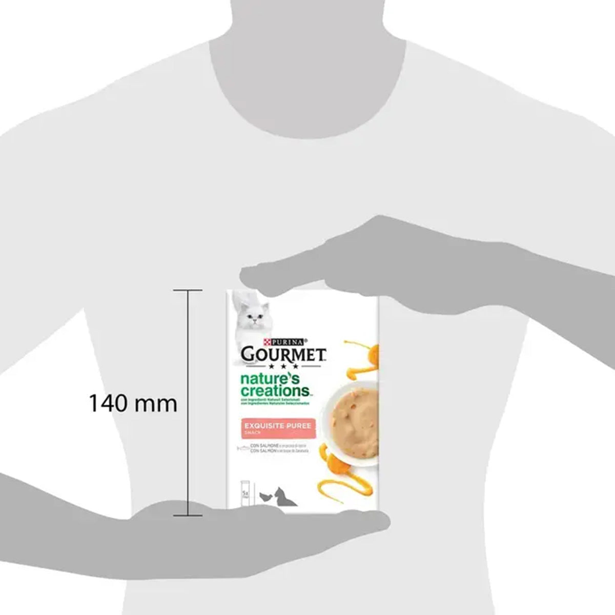 GOURMET Nature's Creations Esquisito Purè Snack Liquido con Salmone e Carota 5x10 g