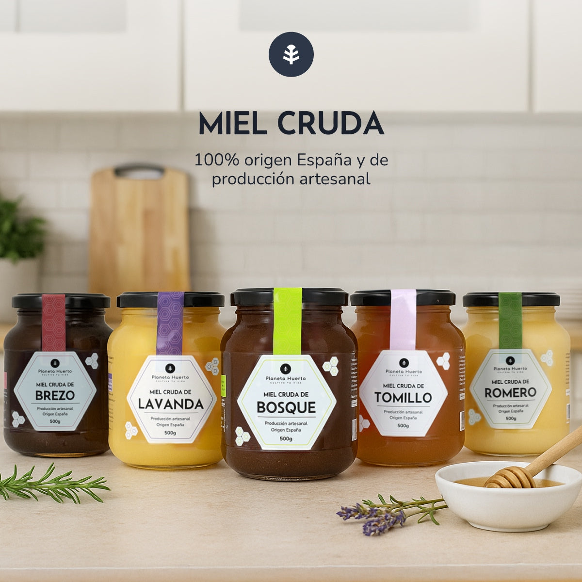 Pack 6x Miel Cruda de Romero Planeta Huerto 1 Kg