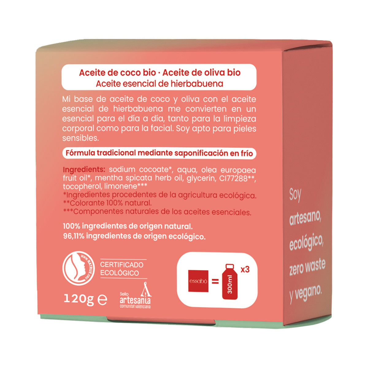 Ecologische vaste zeep met essentiële pepermunt ESSABÓ 120 g