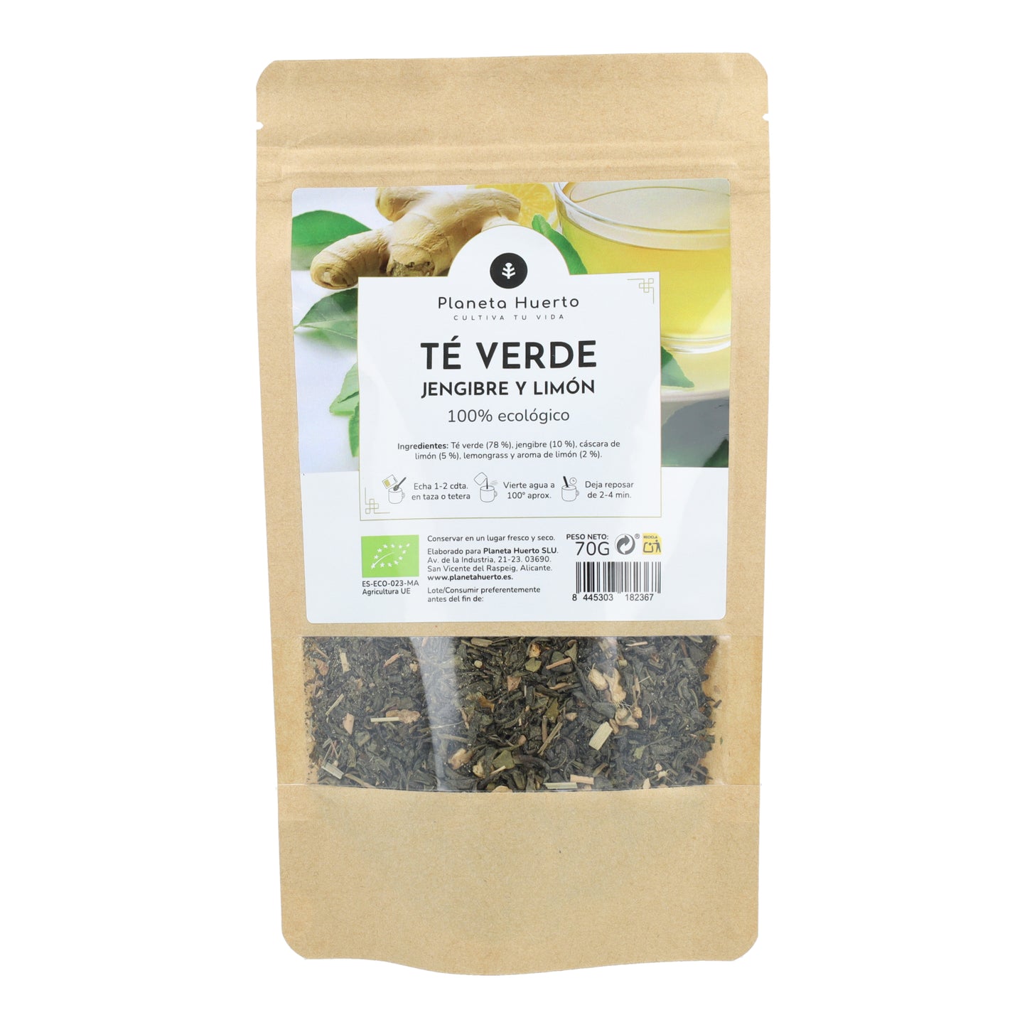 Grönt te, ingefära och citron ECO Planeta Huerto 70g