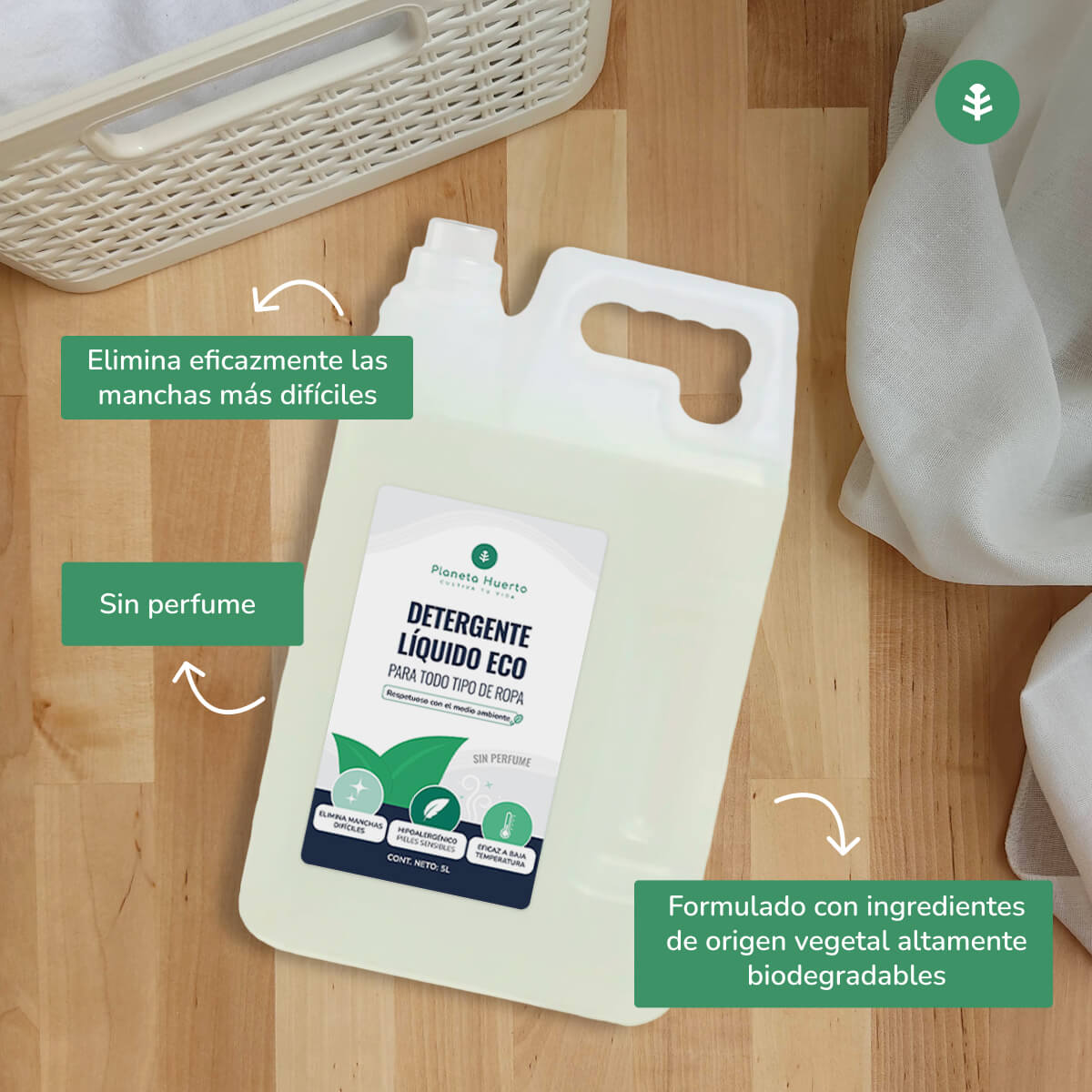 Vloeibaar wasmiddel ECO ongeparfumeerd Planet Garden 5 liter