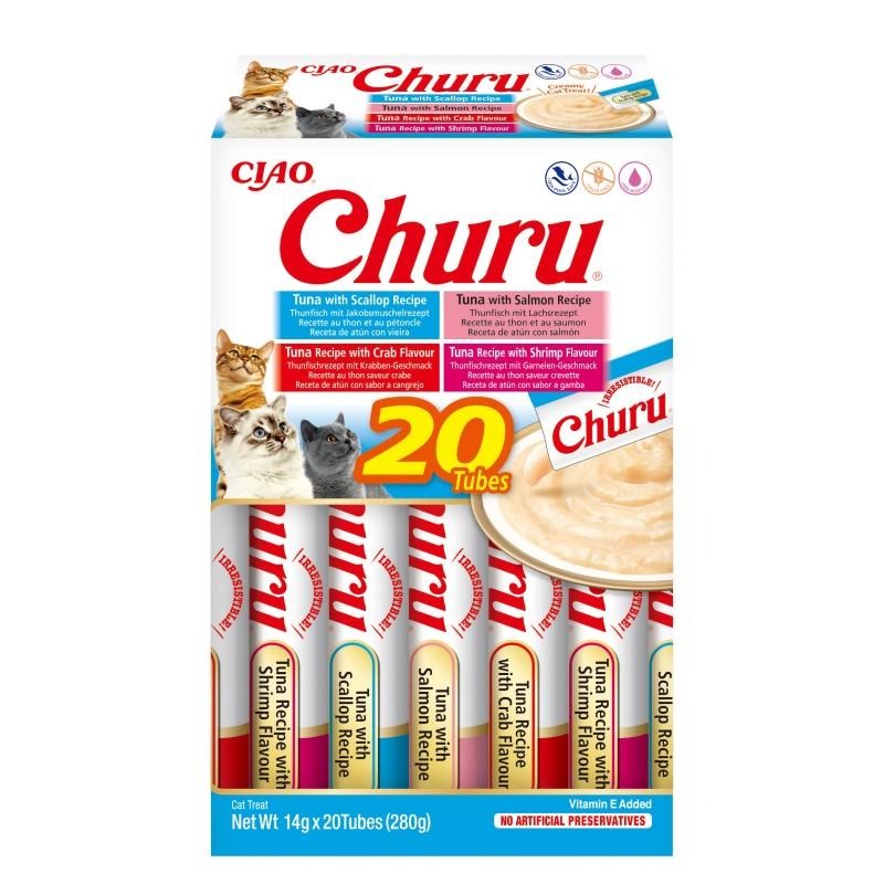 Churu Thunfischsorten mit Meeresfrüchten Cremiger Snack für Katzen 20 x 14 g