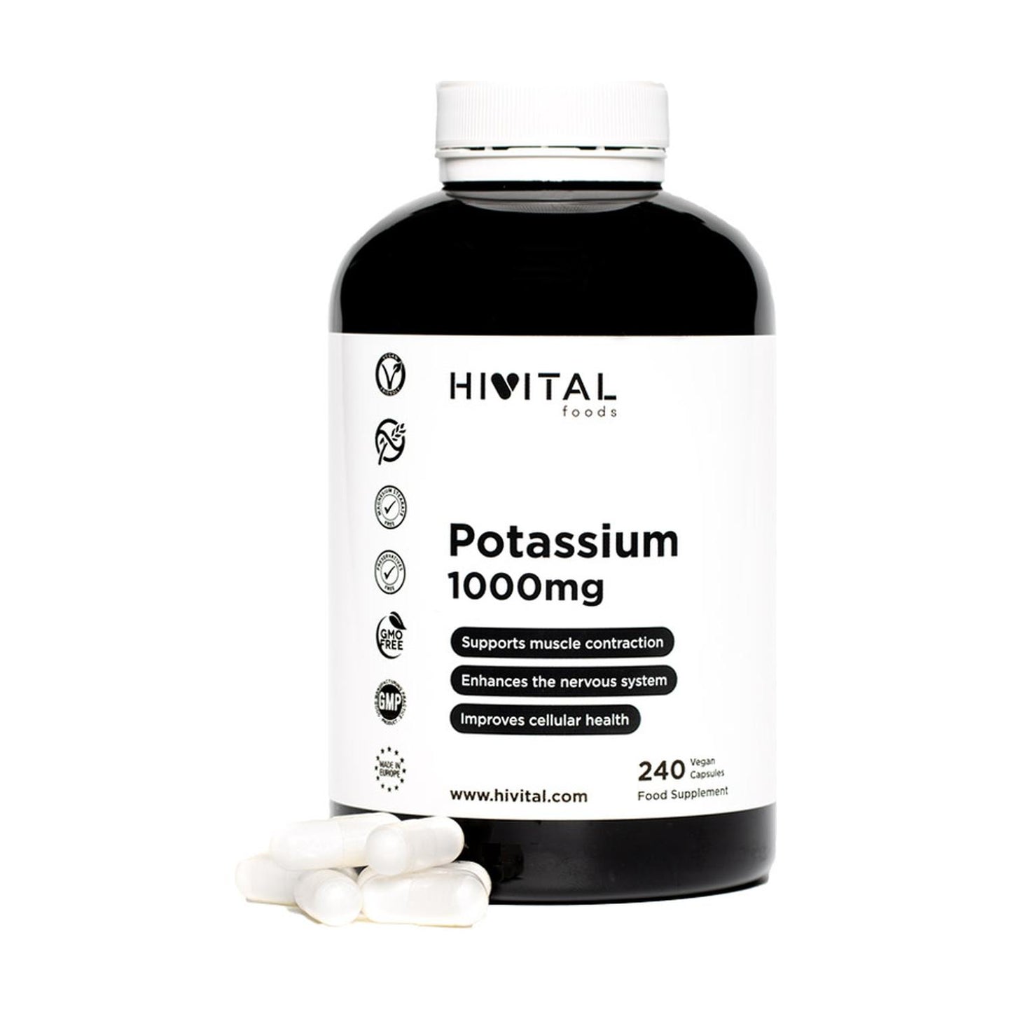 Kalium 1 000 mg Hivital 240 kapslar