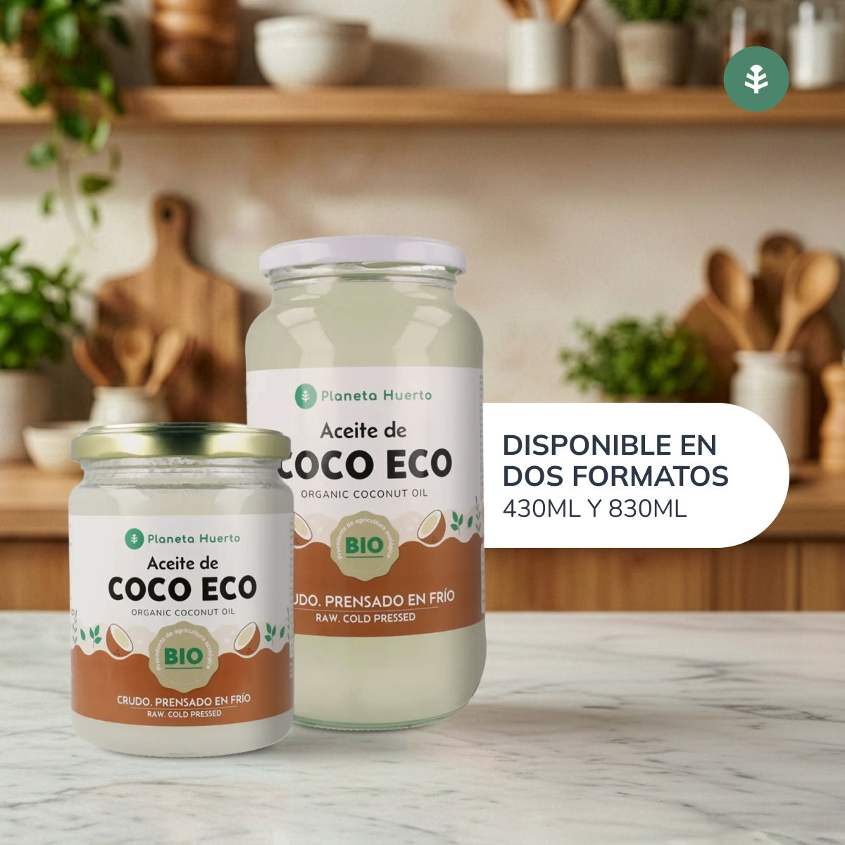 Confezione da 2 oli di cocco ECO Planeta Huerto 860 ml