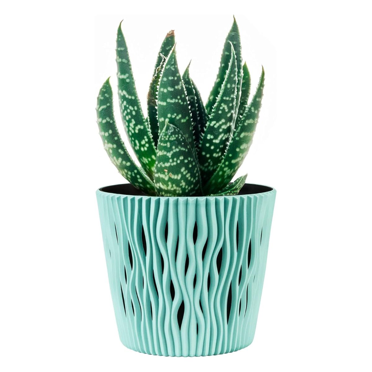 Maceta Duna con inserto turquesa D 19 x 17