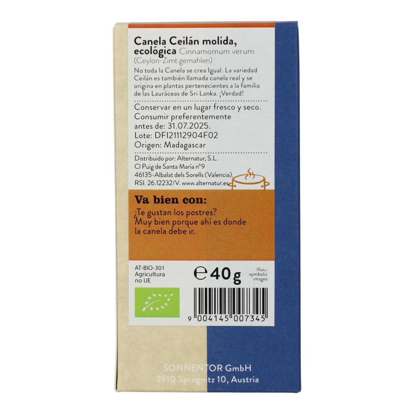 Sonnentor Organic Ground Ceylon Cinnamon 40 g