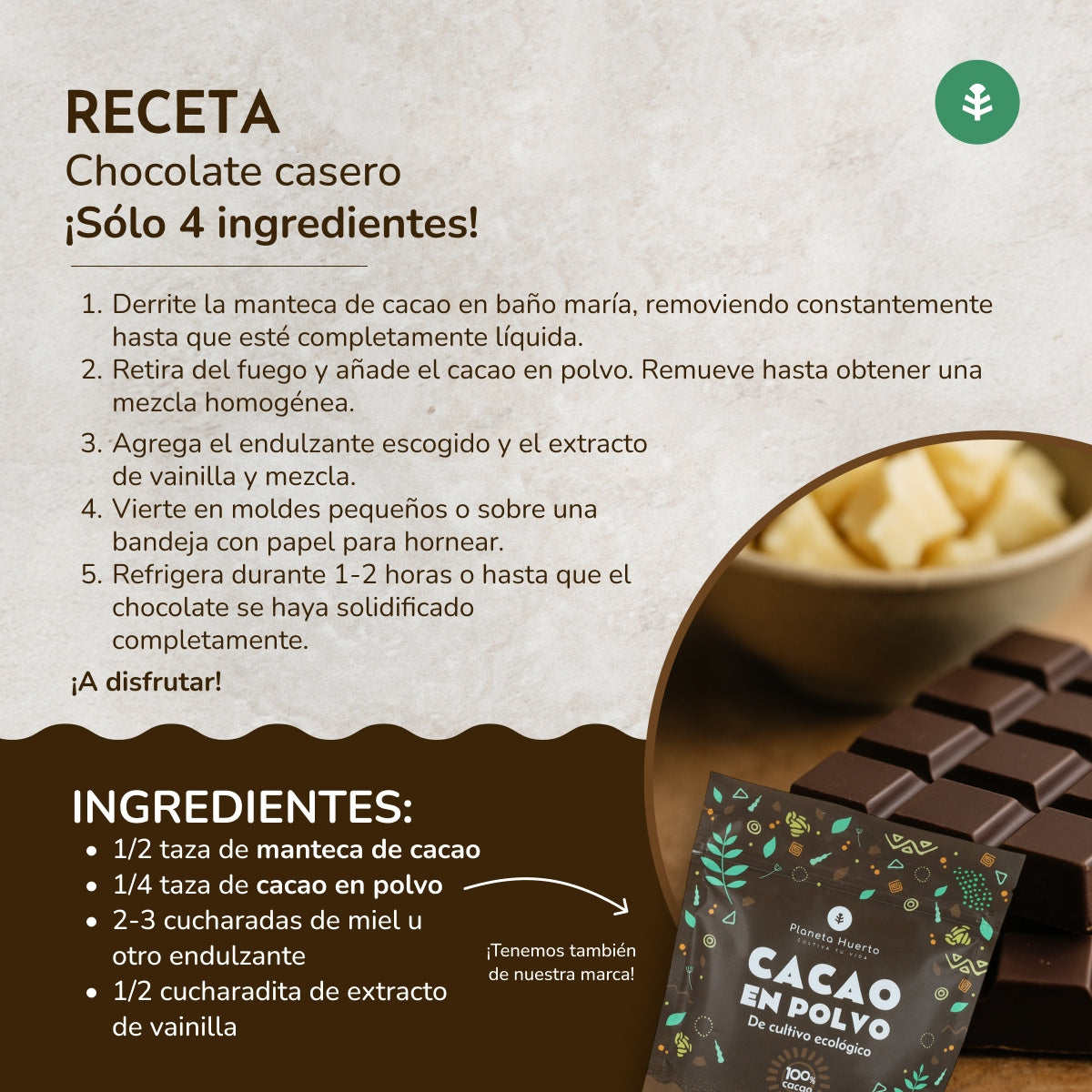 Cacaoboter in wafels ECO Planeta Huerto 250 g