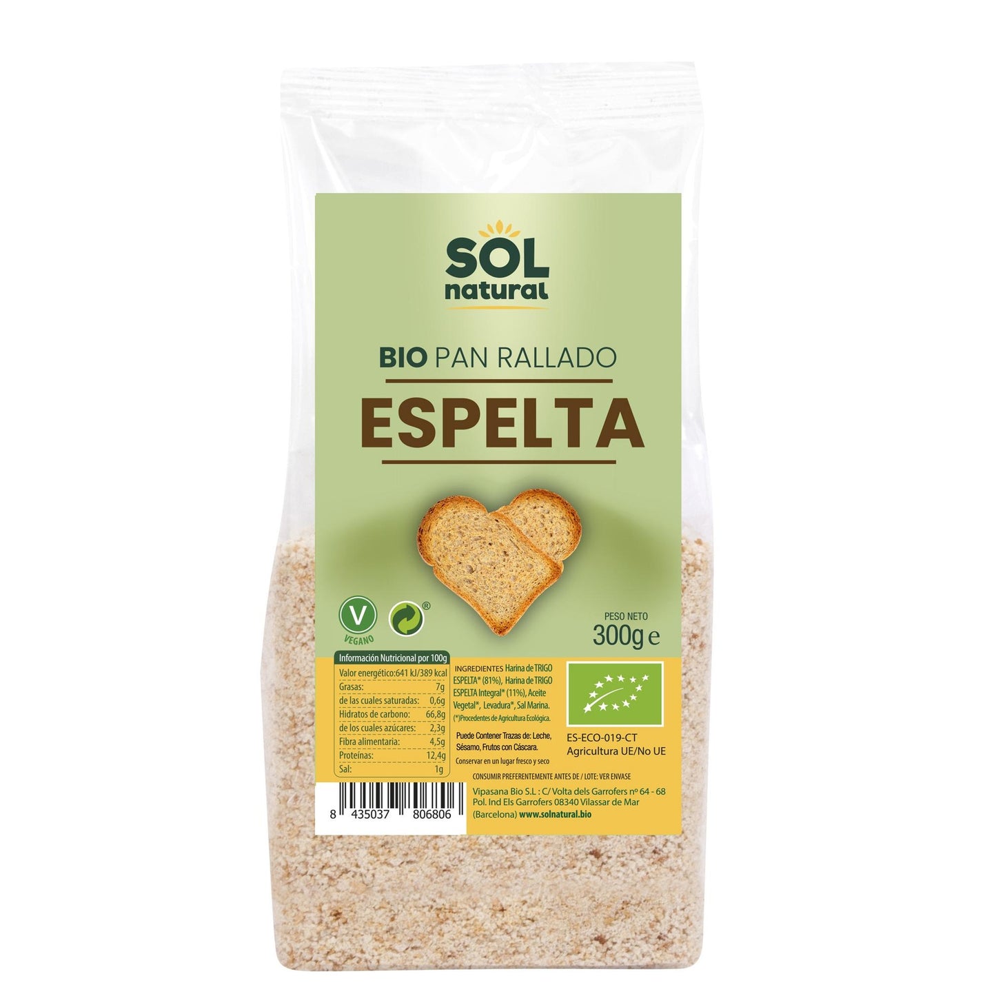Chapelure d'épeautre bio Sol Natural 300 g