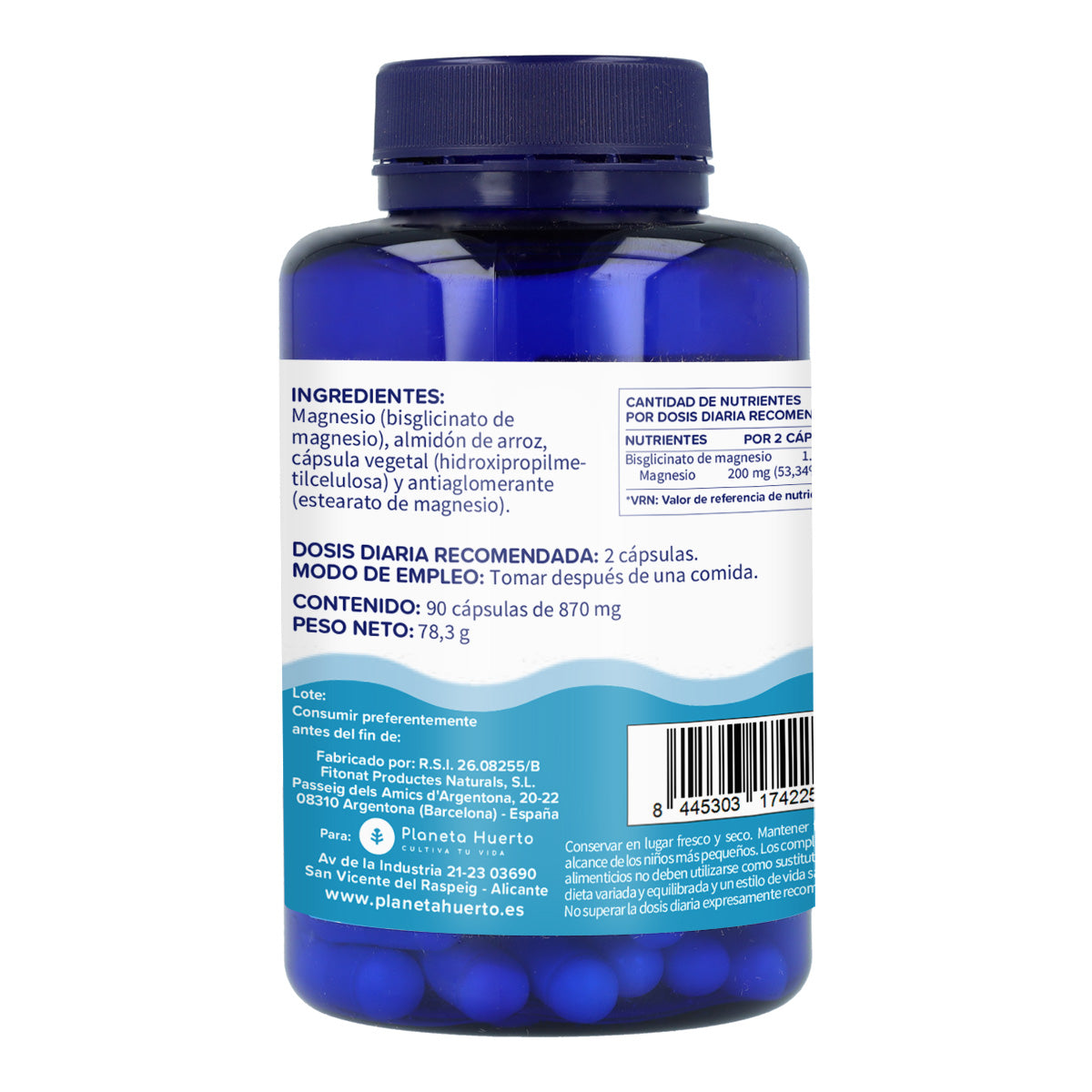 Magnesium Bisglycinat 500 mg Planeta Huerto 90 Kapseln