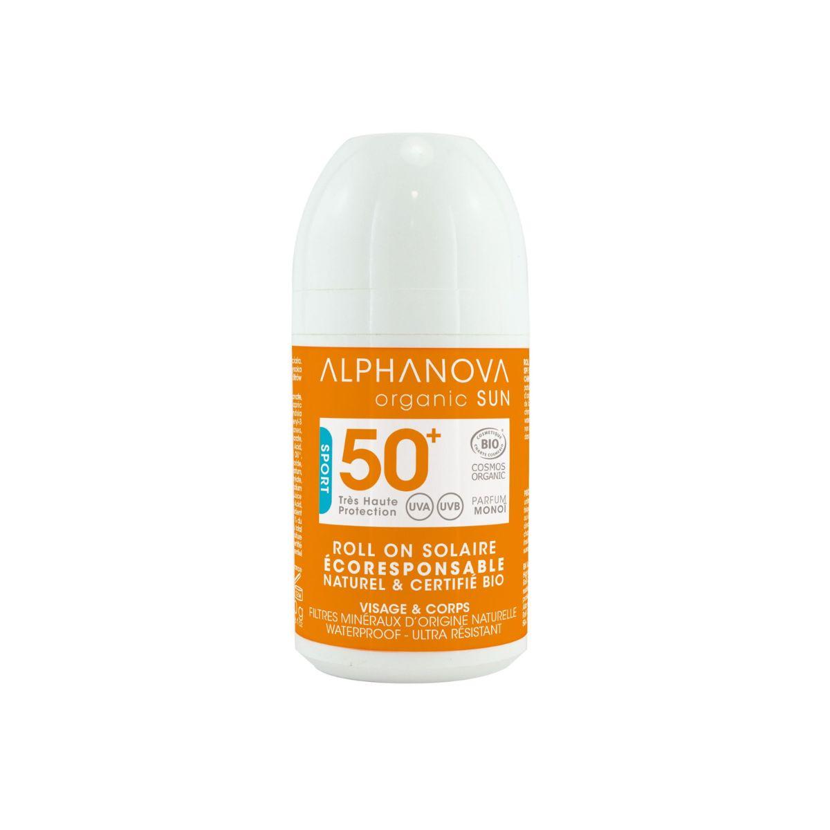 Krem przeciwsłoneczny BIO Roll-On Sport SPF 50+ Alphanova 50 ml.