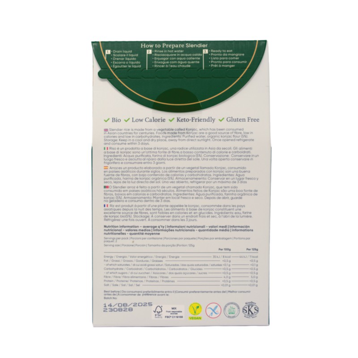 Konjak-Nudeln Bio-Reis Slendier 400 g