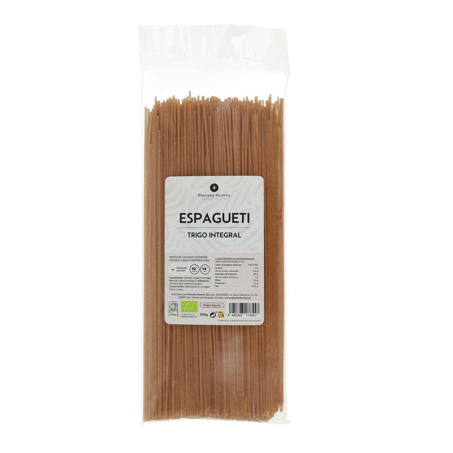 Whole wheat spaghetti ECO Planeta Huerto 500gr