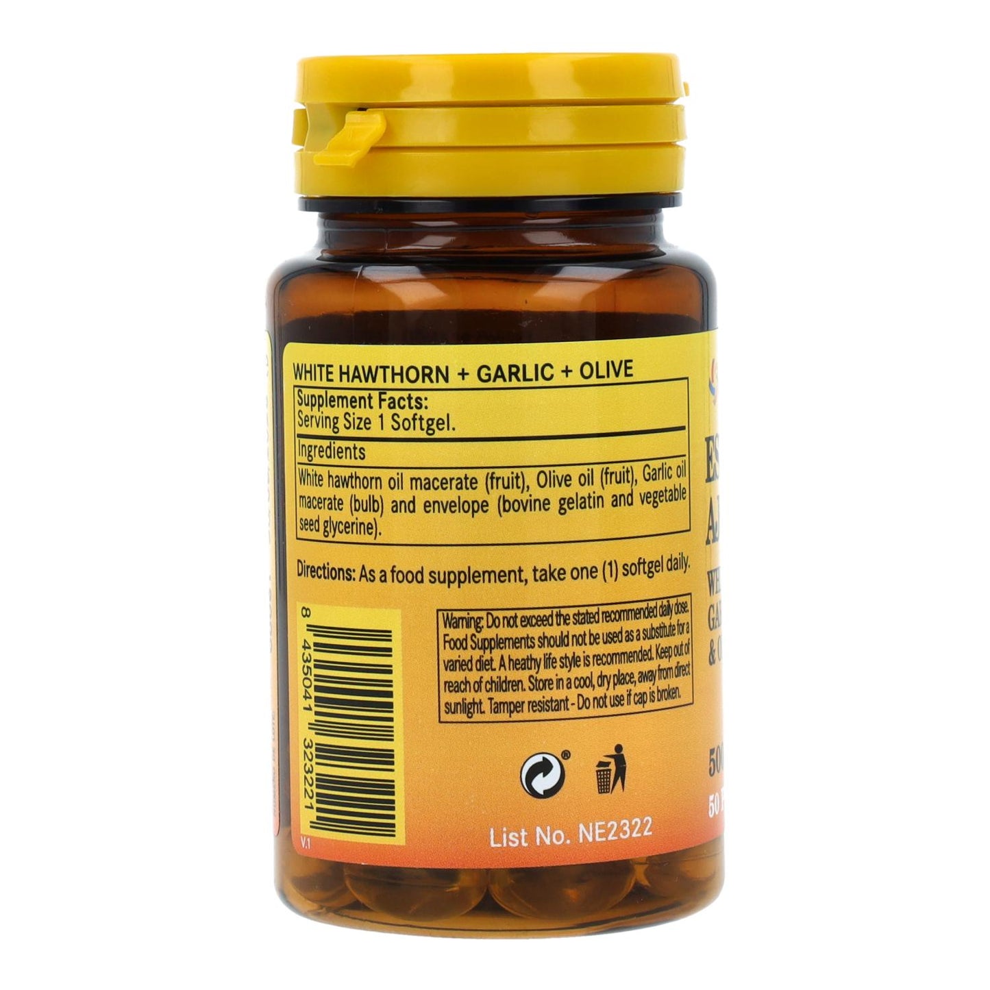 Weißdorn, Knoblauch und Olivenbaum 500 mg Nature Essential 50 Kapseln