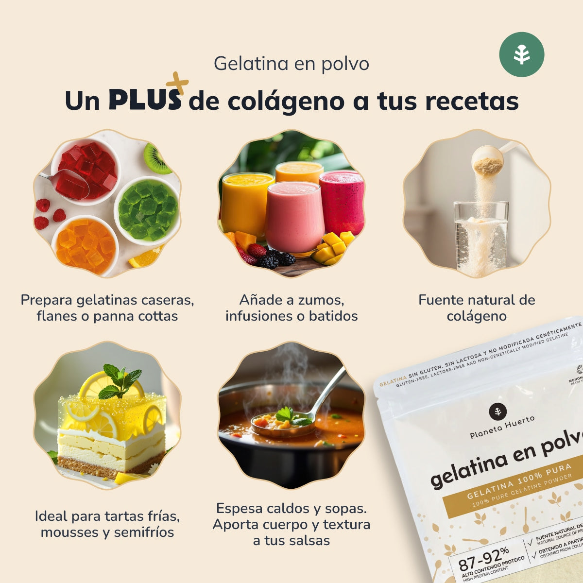 Neutrale Gelatinepulver als Kollagenquelle Planeta Huerto 1 kg