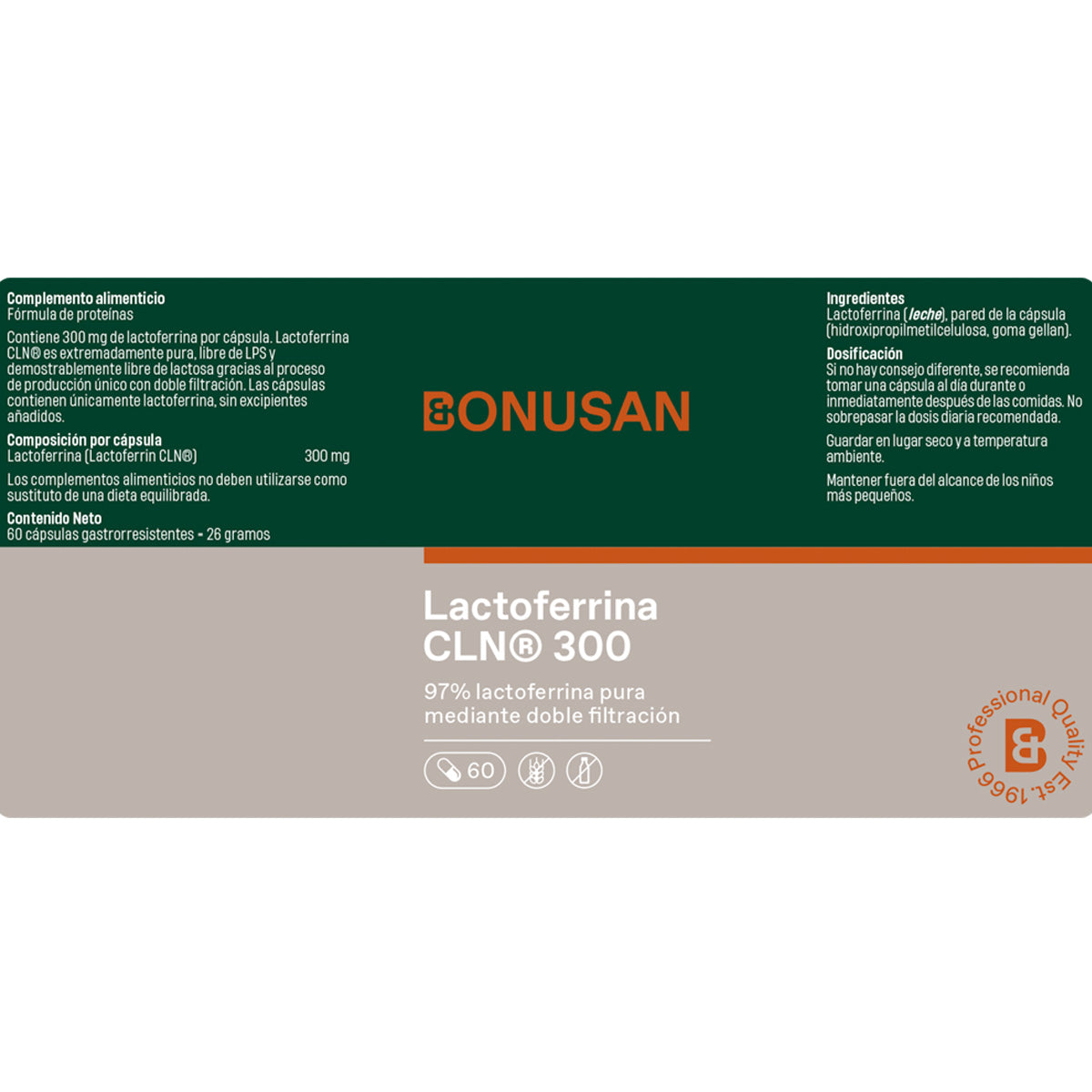 CLN® Lactoferrin 300 Bonusan 60 Gastro-Resistant Capsules