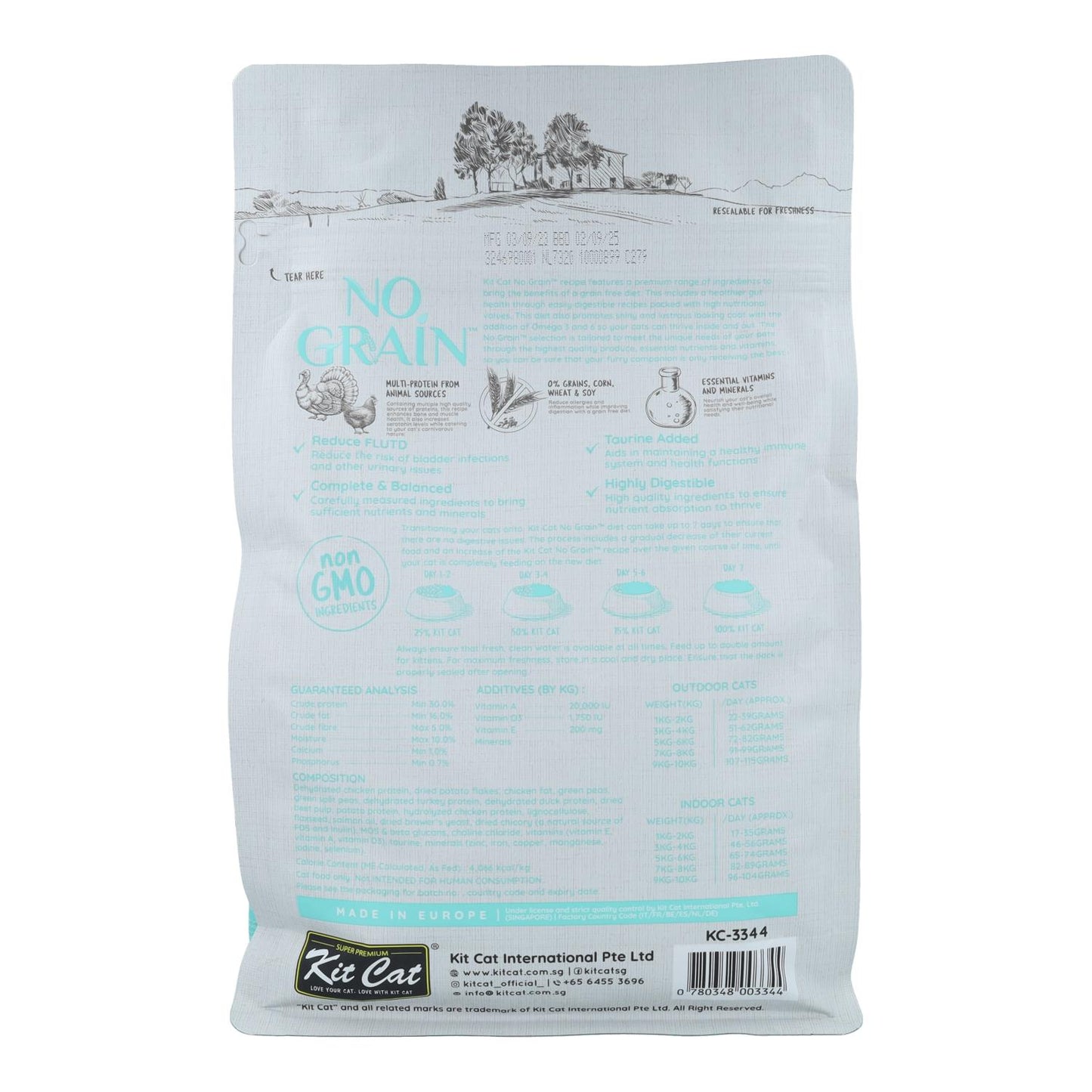 Kit Cat No Grain Cat Food – Huhn & Truthahn 1 kg Natürliches Katzenfutter