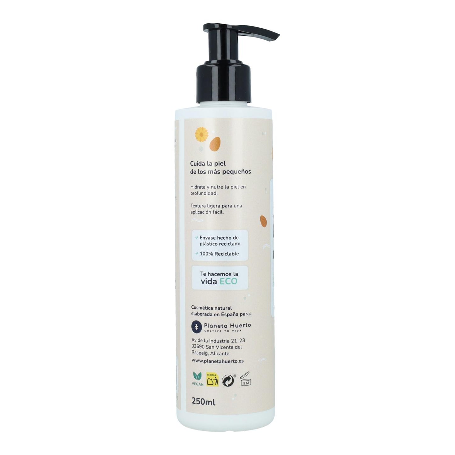 Crema idratante per bambini Calendula e Mandorle Planeta Huerto 250 ml