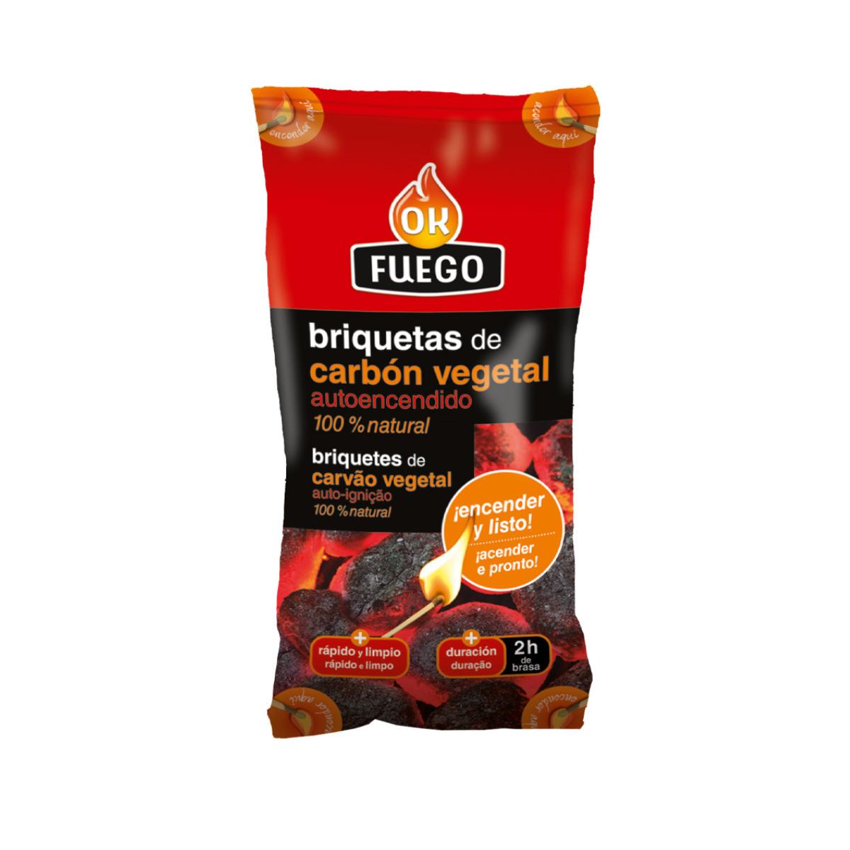 Briquettes de charbon végétal auto-allumantes Okfuego 1,5 kg