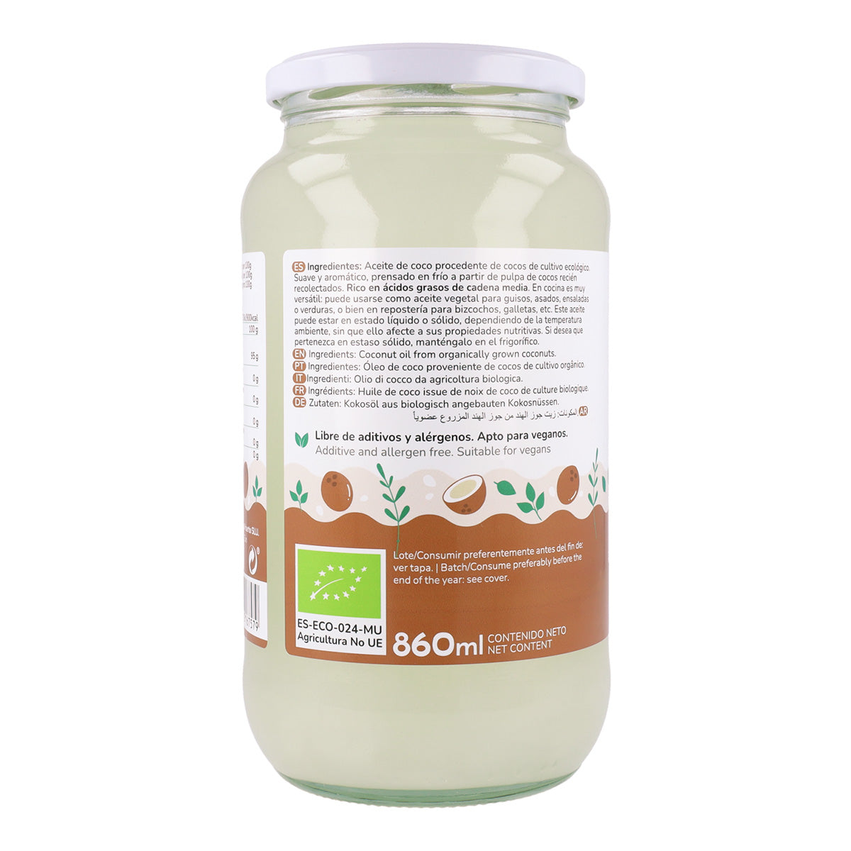 Förpackning 3x Jungfru kokosnötsolja ECO Planeta Huerto 1L