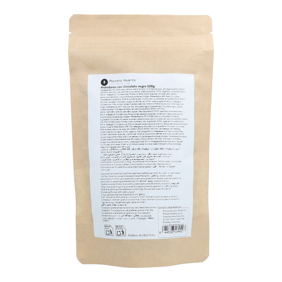 Heidelbeeren mit dunkler Schokolade Planeta Huerto 250gr