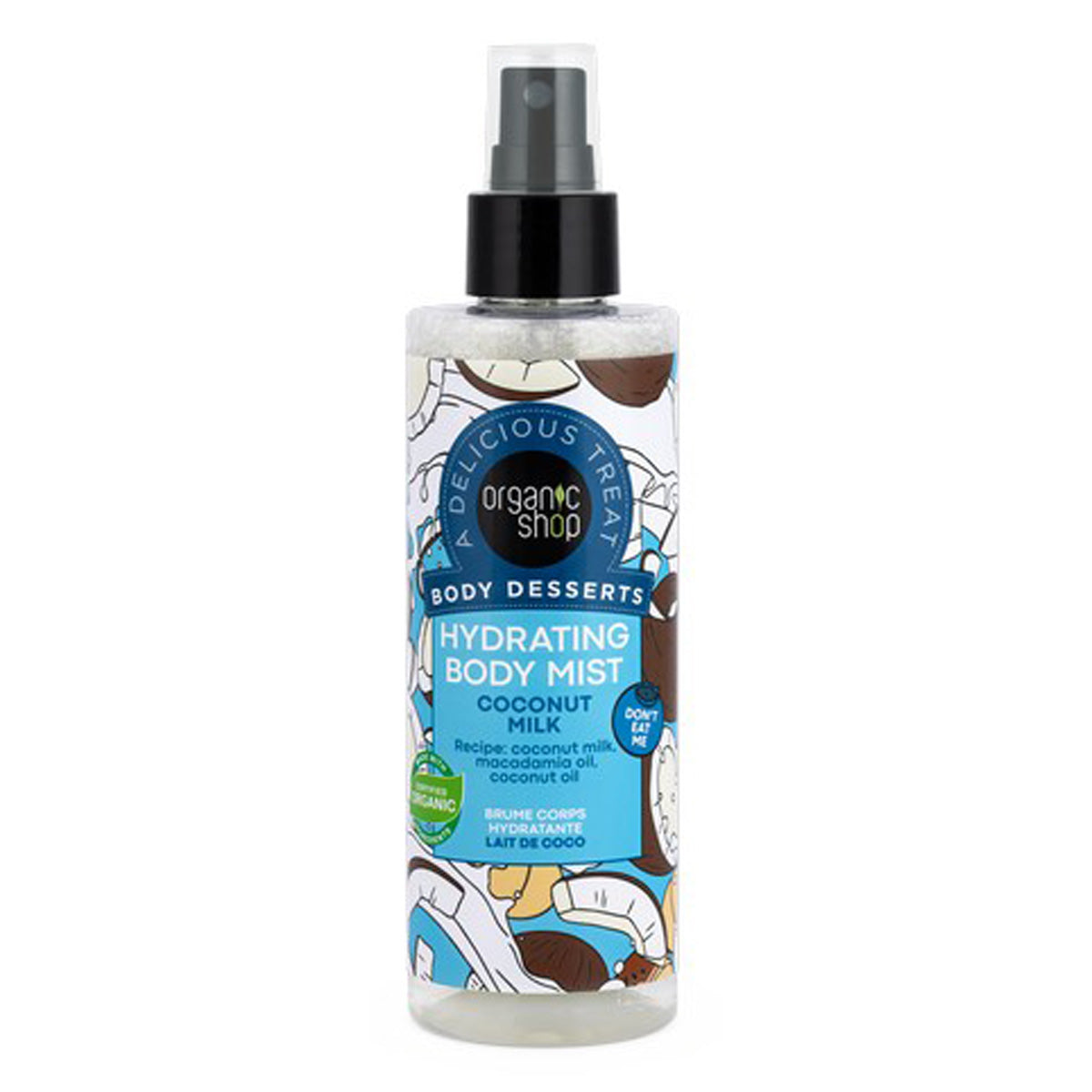 Brume corporelle hydratante « Lait de coco », Organic Shop, 200 ml