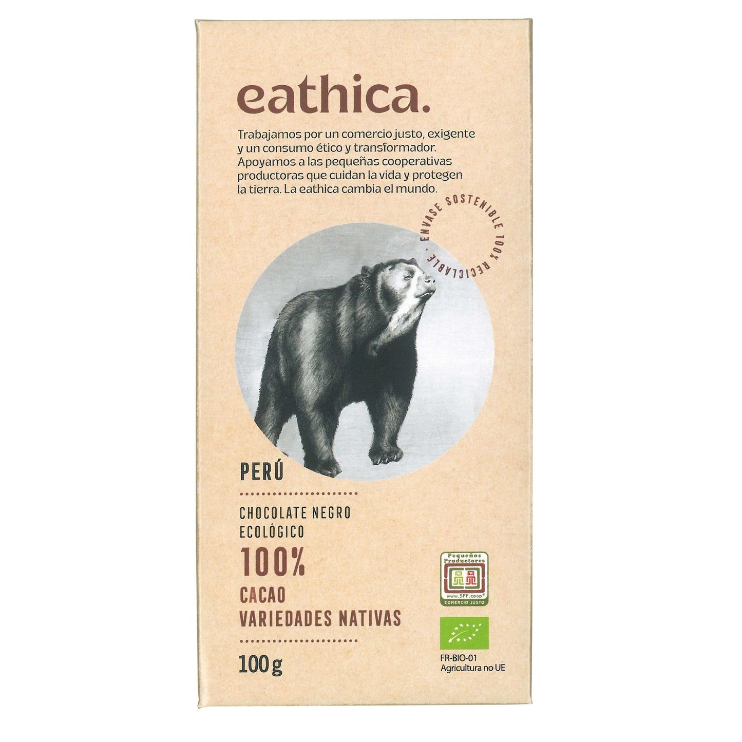 Eathica 100% Peru Organic Chocolate 100 g