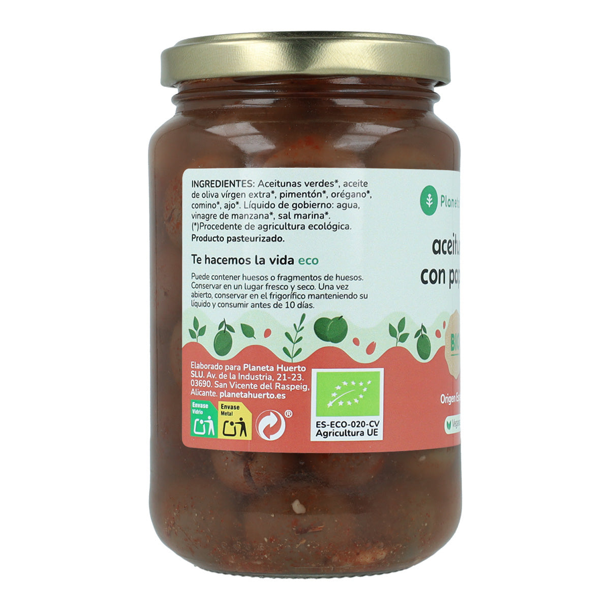 Olive verdi con paprika Eco Planeta Huerto 390 g