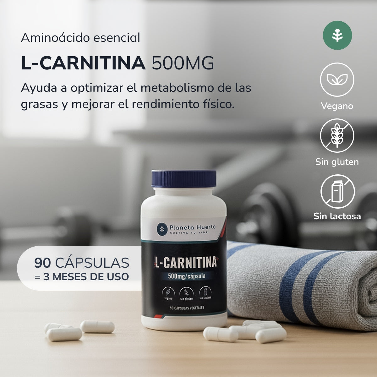 L-karnitin 500 mg Planeta Huerto 90 kapslar.